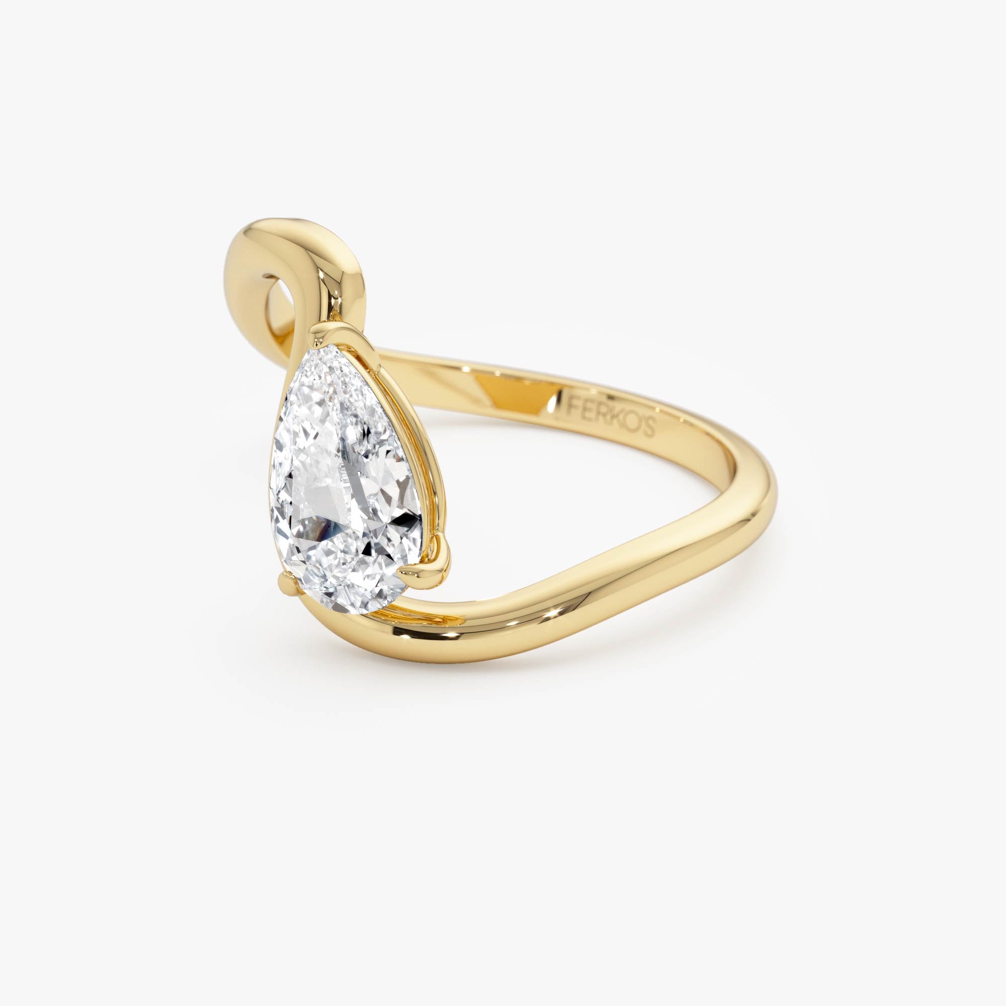 OBFJ0299 - 14k 1 CTW Pear Shape Lab Grown Diamond Ring - Bona 7