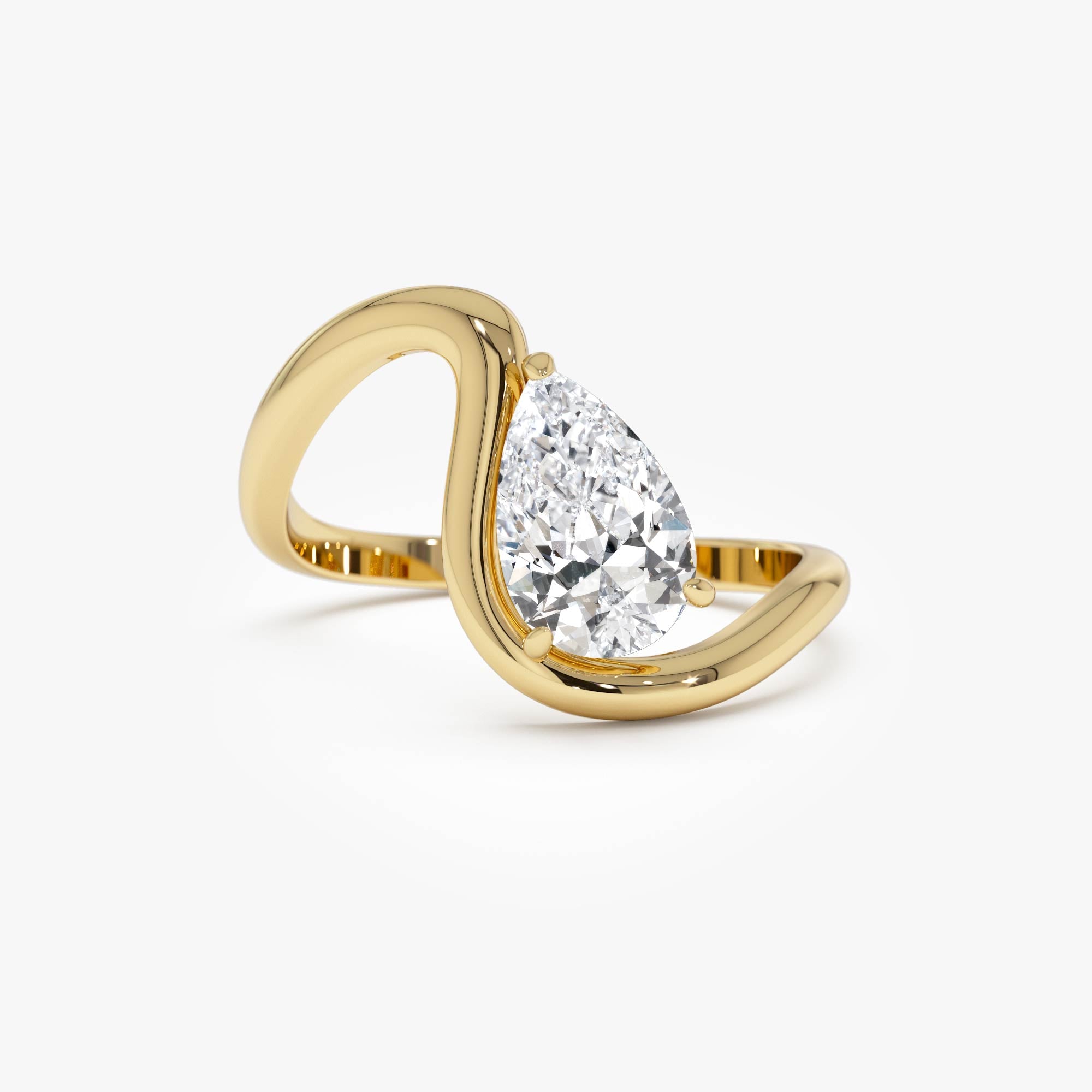 OBFJ0299 - 14k 1 CTW Pear Shape Lab Grown Diamond Ring - Bona 1