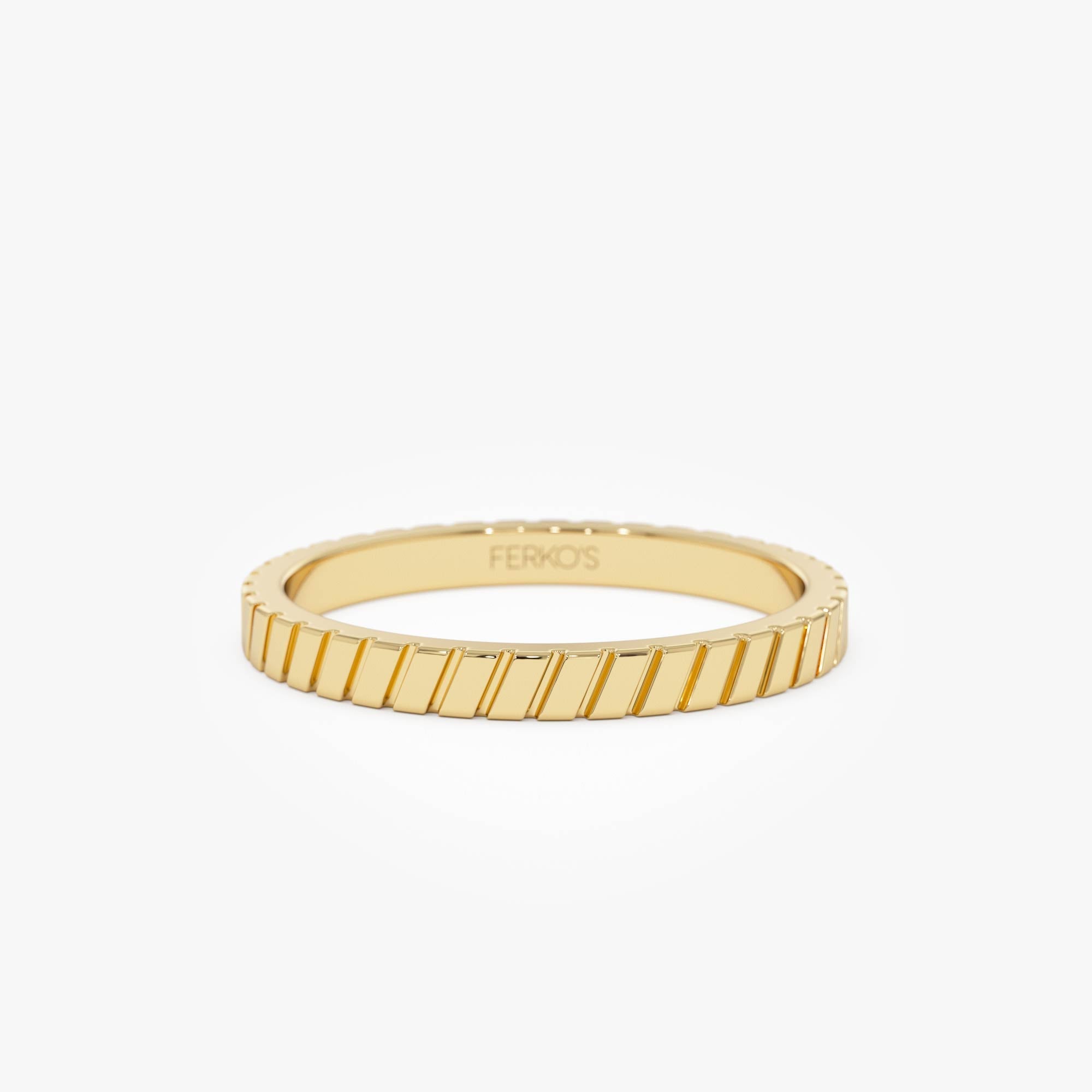 OBFJ0860 - 14k Diagonal Fluted Band Ring 1