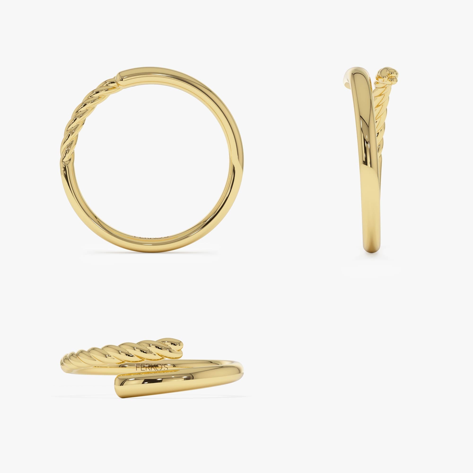 OBFJ0758 - 14k Open Band Twist Rope Design Ring 8