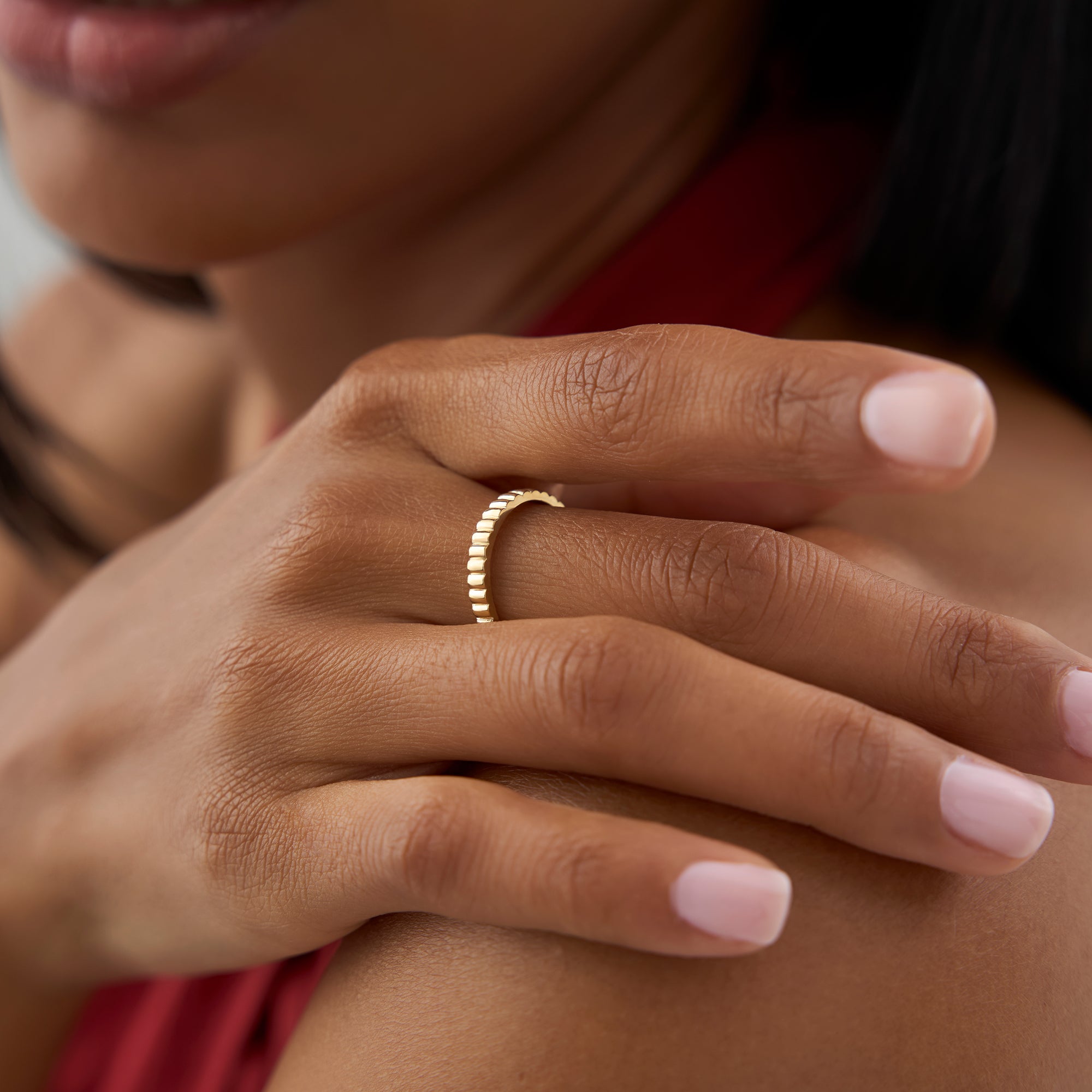 OBFJ0918 - 14K 2.5MM Ribbed Gold Band 5