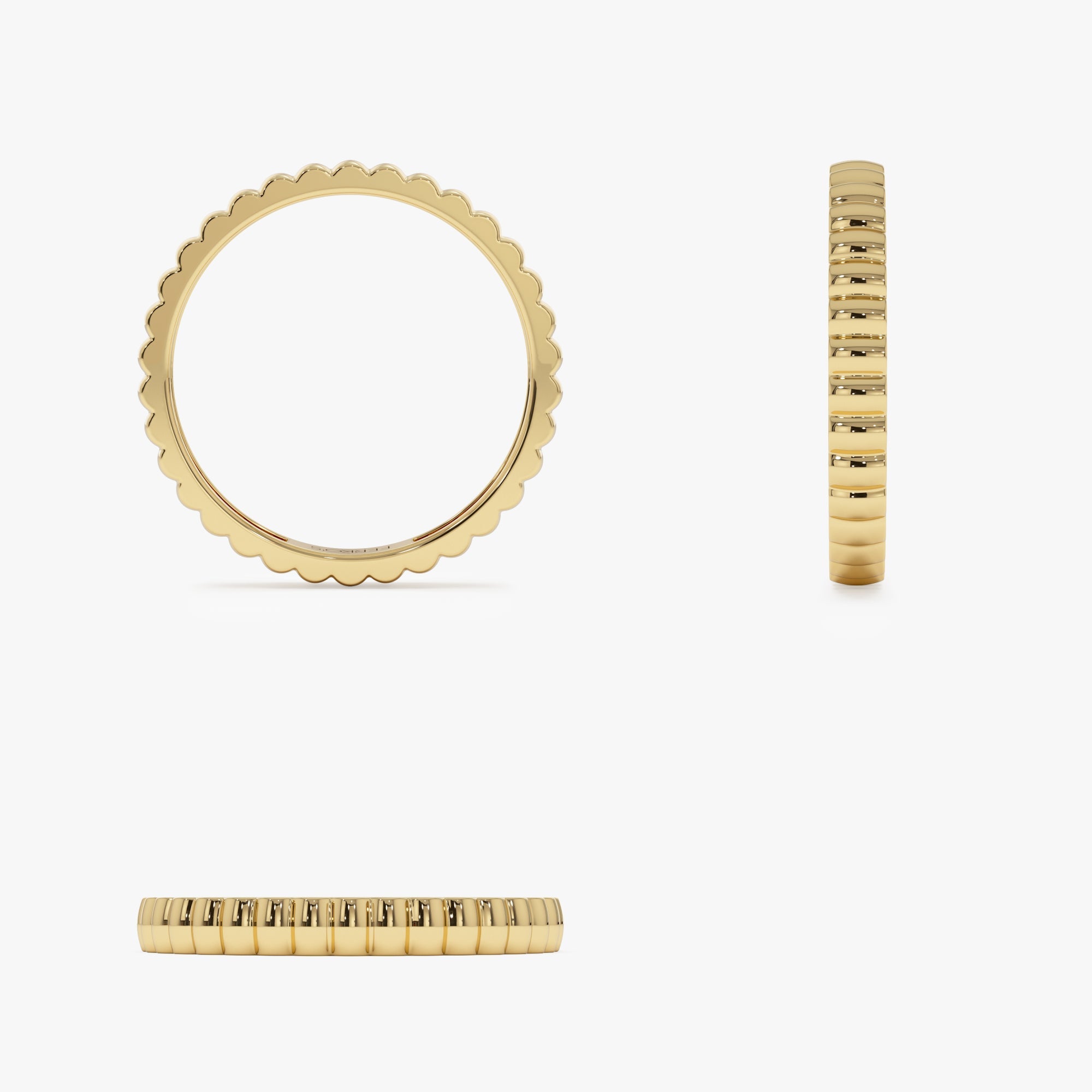 OBFJ0918 - 14K 2.5MM Ribbed Gold Band 9