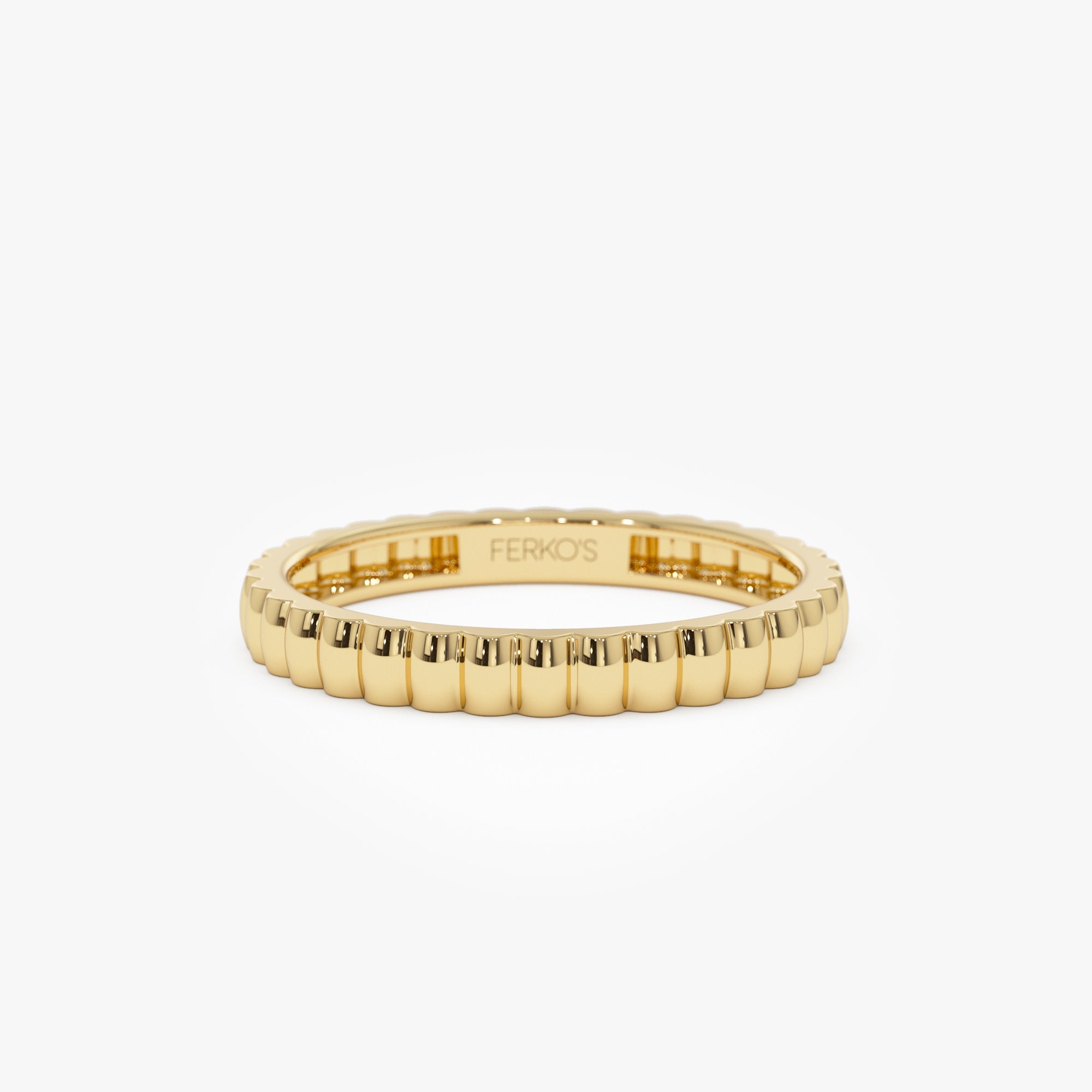OBFJ0918 - 14K 2.5MM Ribbed Gold Band 1
