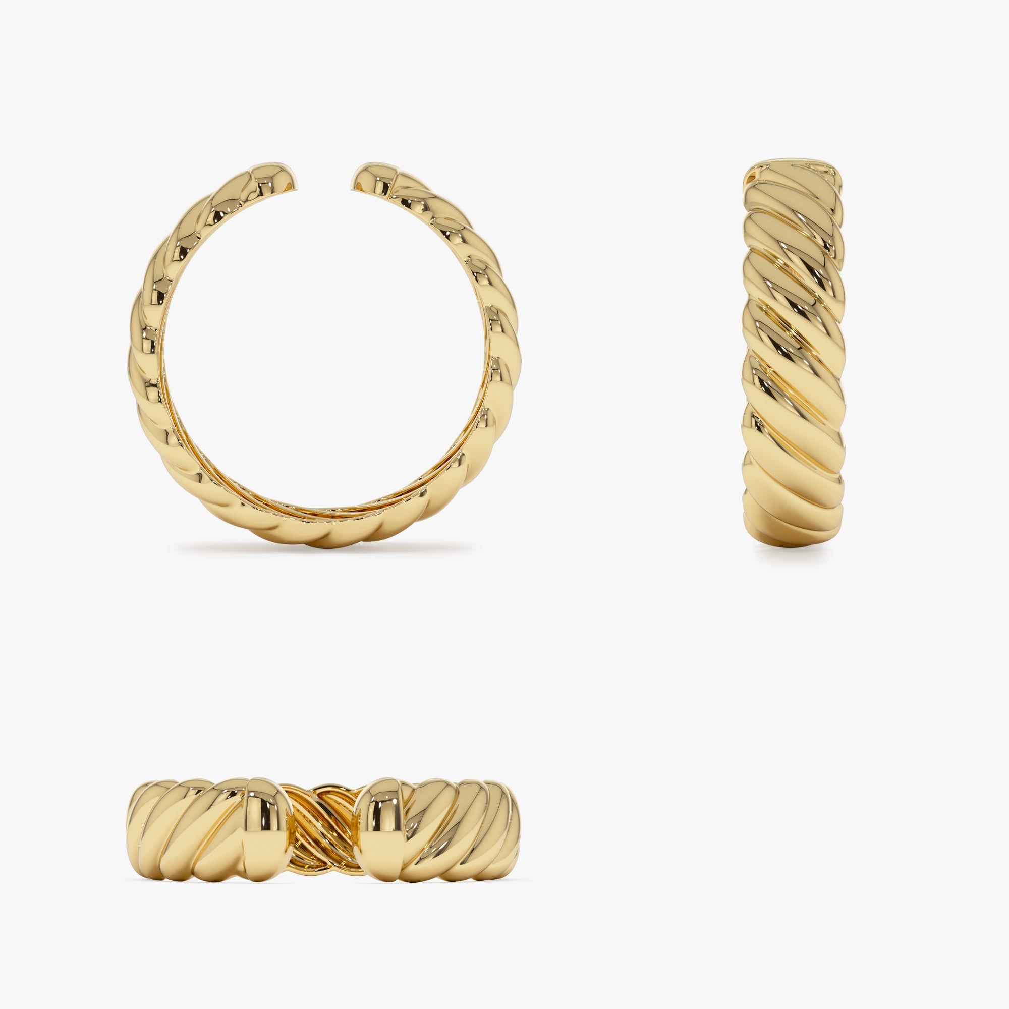 OBFJ0920 - 14K 5MM Rope Cuff Ring 8