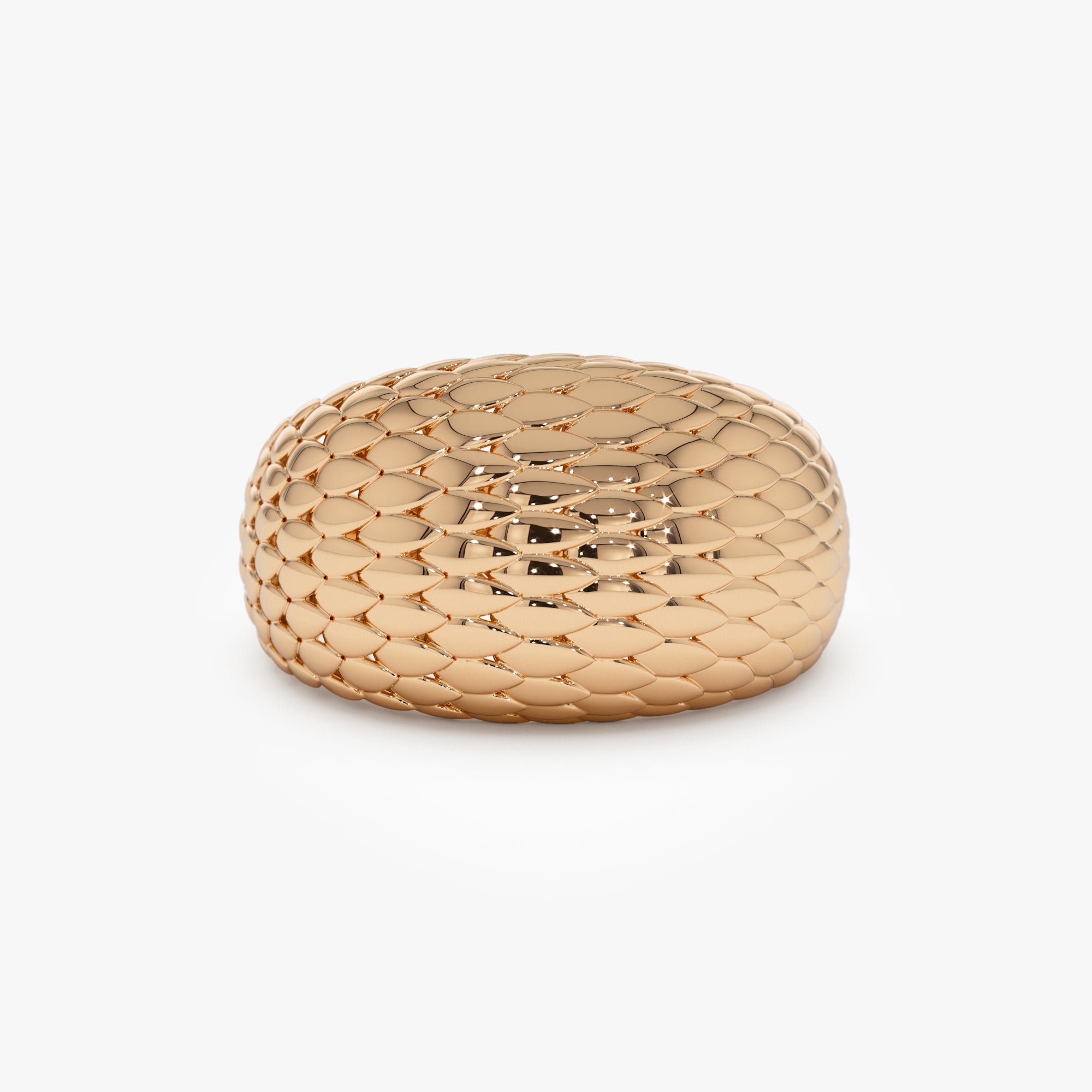 OBFJ0921 - 14K Chunky Snake Skin Texture Ring 5