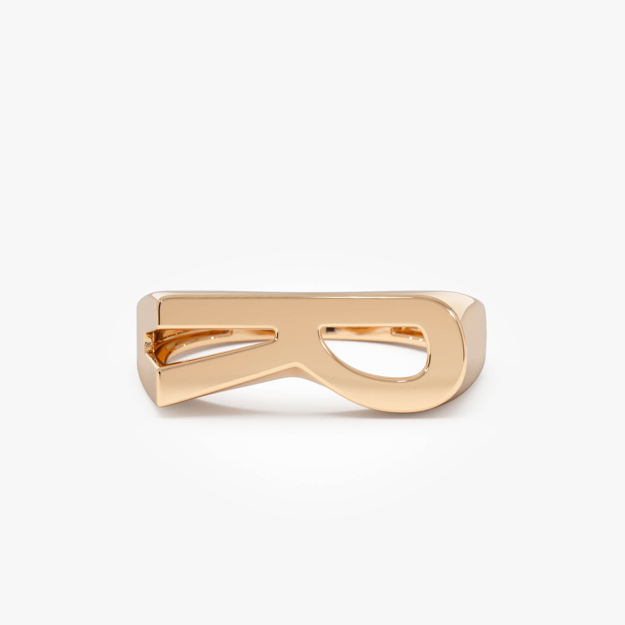OBFJ0437 - 14k Gold Modern Abstract Personalized Initial Ring 6