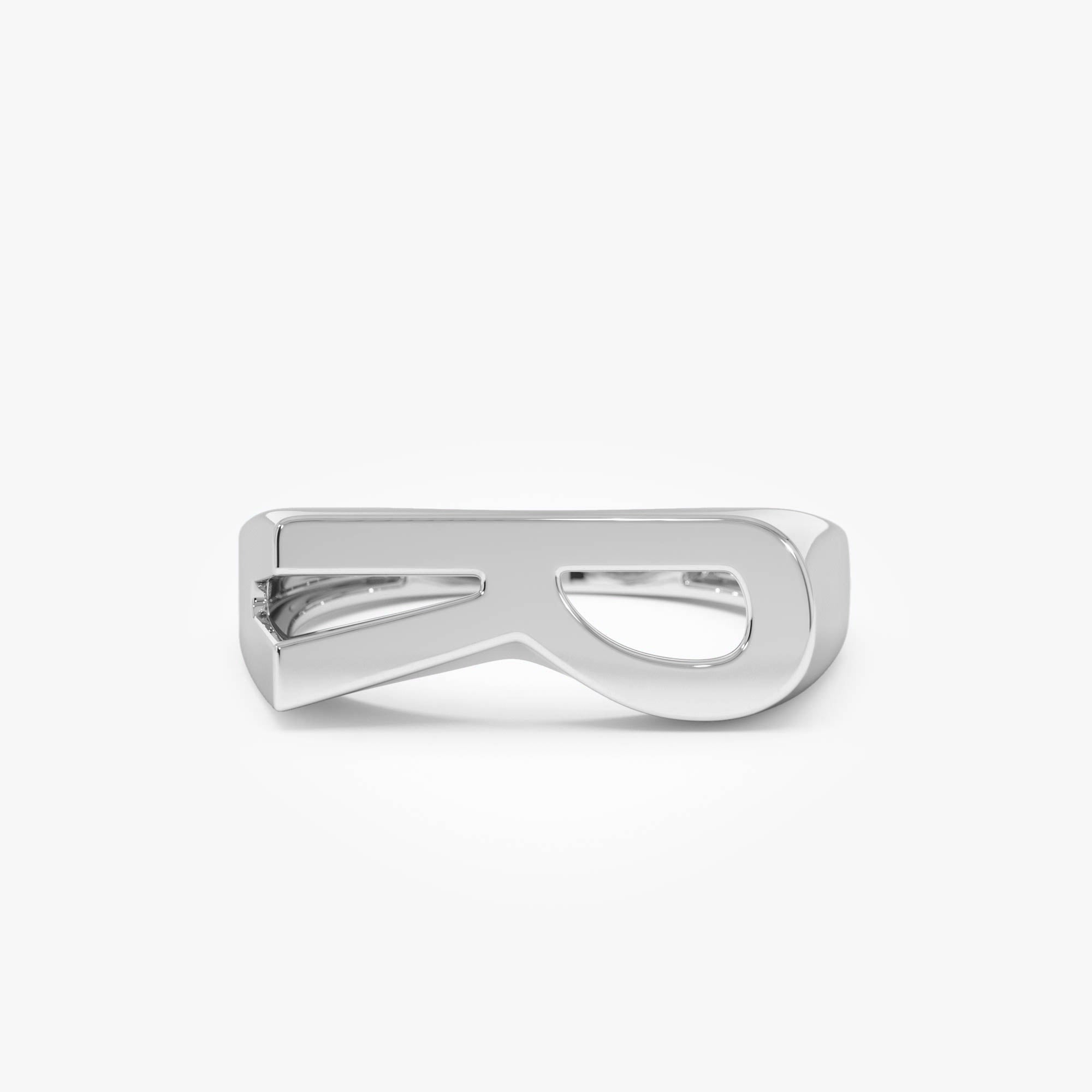 OBFJ0437 - 14k Gold Modern Abstract Personalized Initial Ring 7