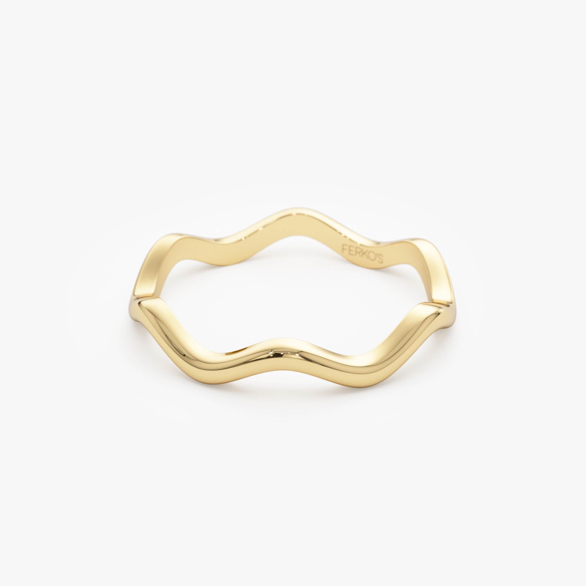OBFJ0734 - 14k Gold Minimalist Wave Ring 7