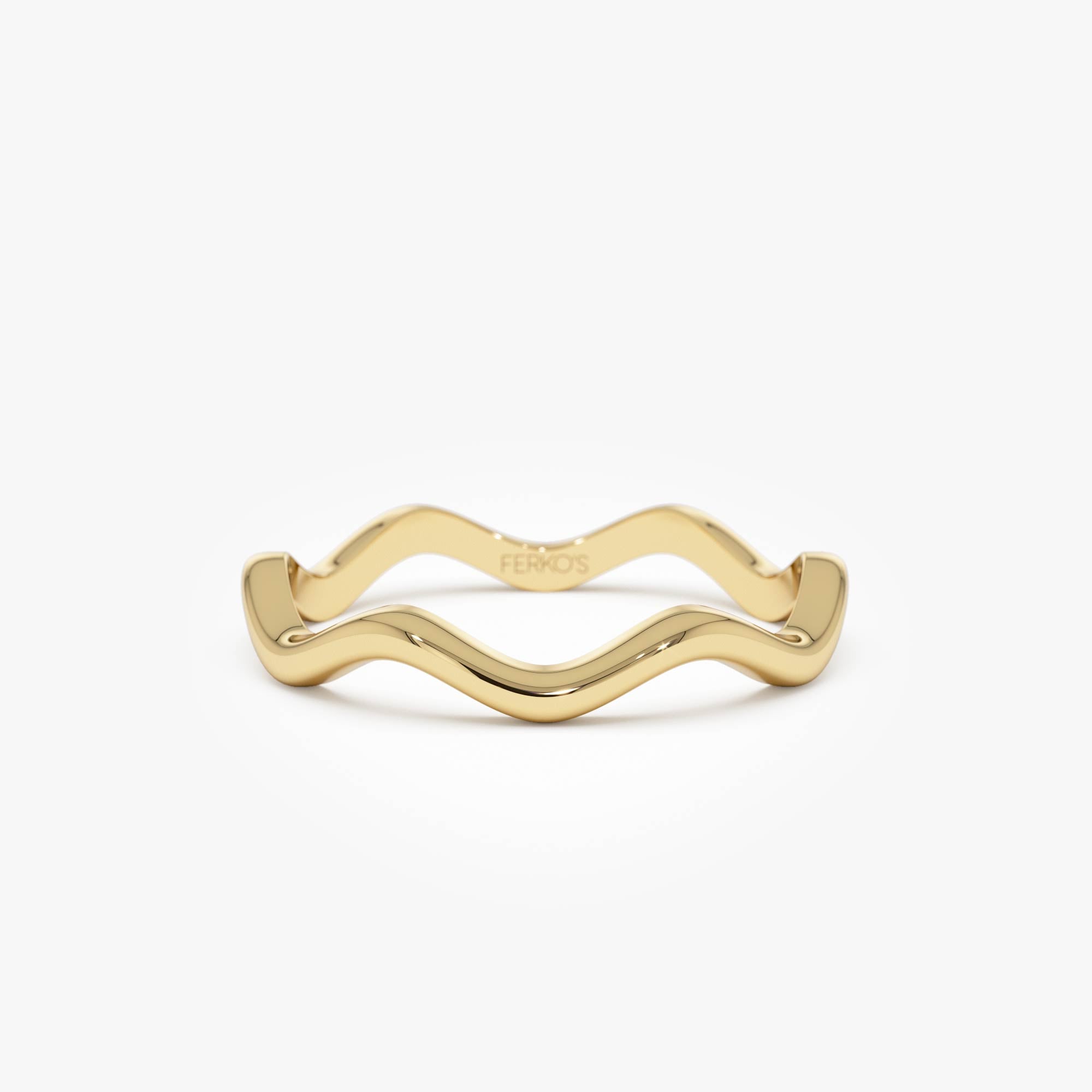 OBFJ0734 - 14k Gold Minimalist Wave Ring 1