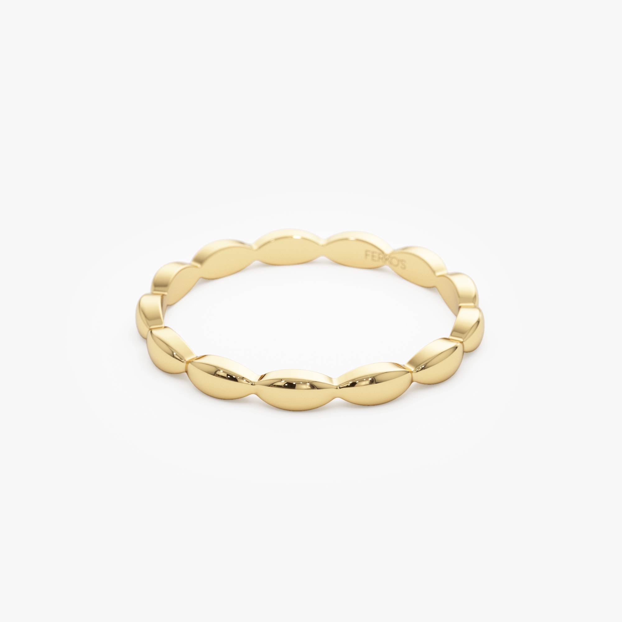 OBFJ0732 - 14k Plain Gold Minimalist Marquise Shape Ring 8
