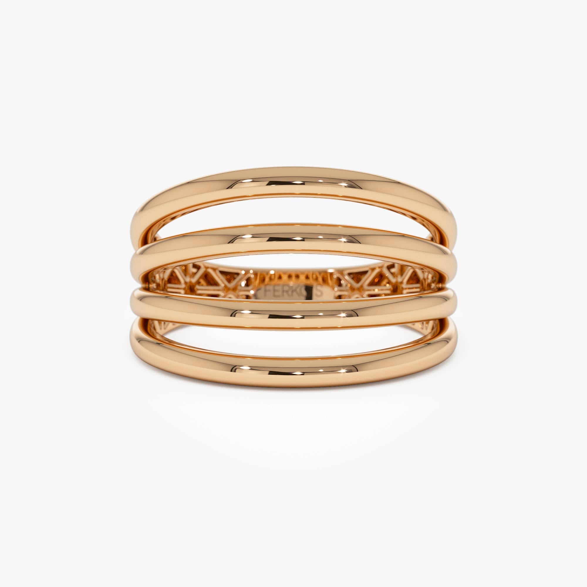 OBFJ0730 - 14k Gold Four Band Statement Ring 5