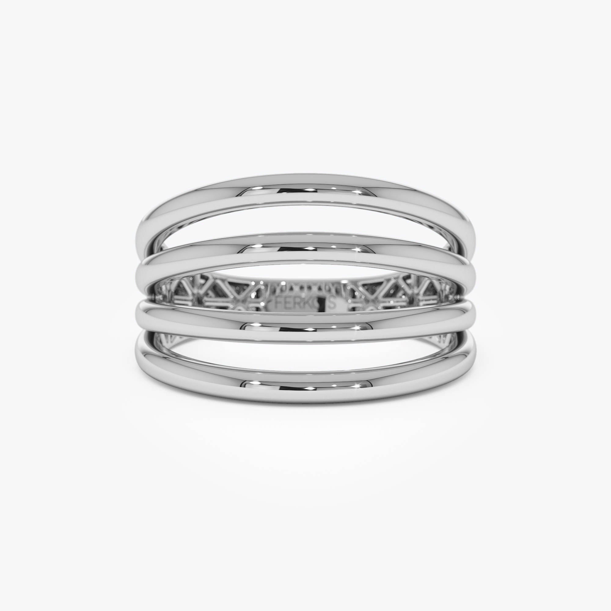 OBFJ0730 - 14k Gold Four Band Statement Ring 6