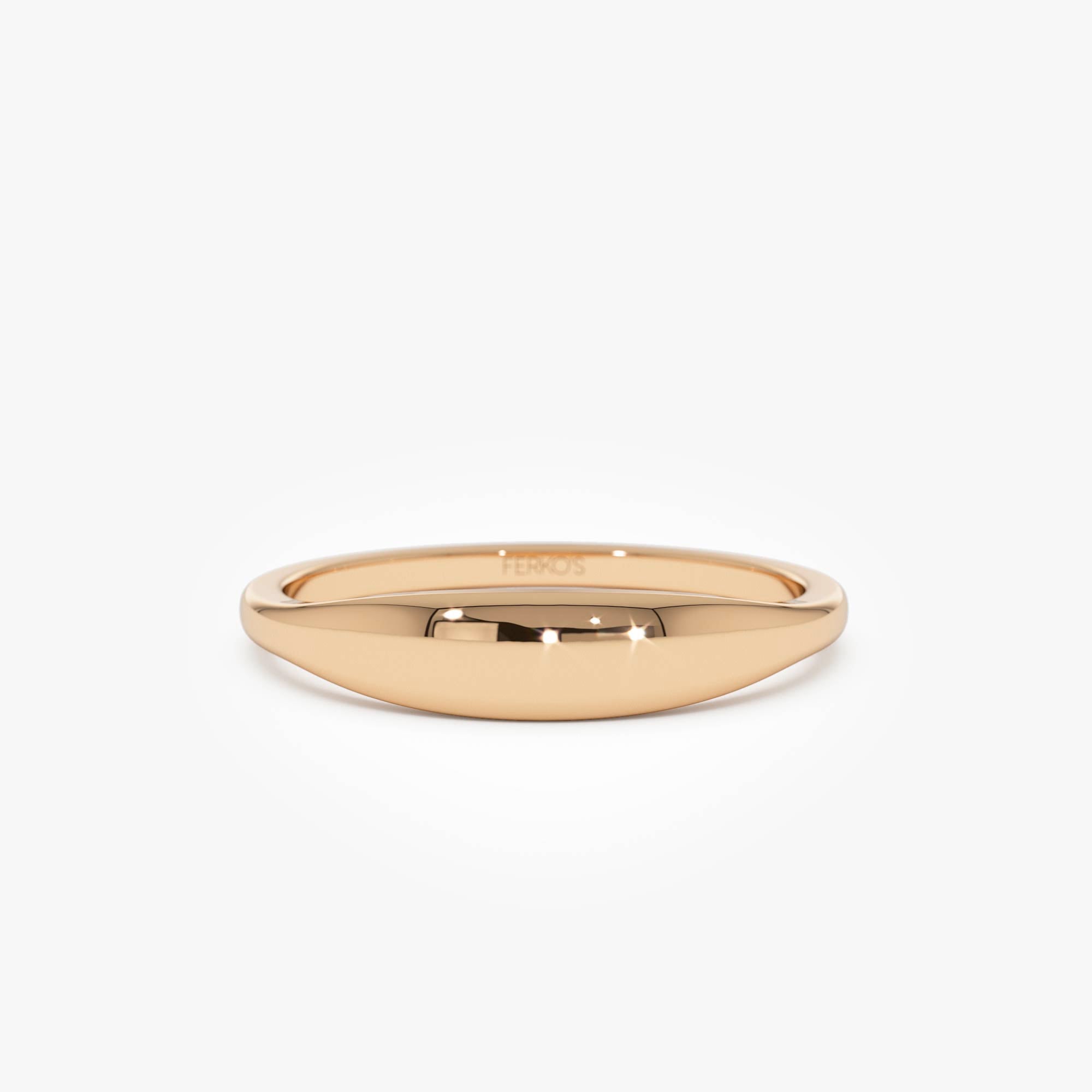 OBFJ0729 - 14k Gold Tapered Dome Gold Ring 6