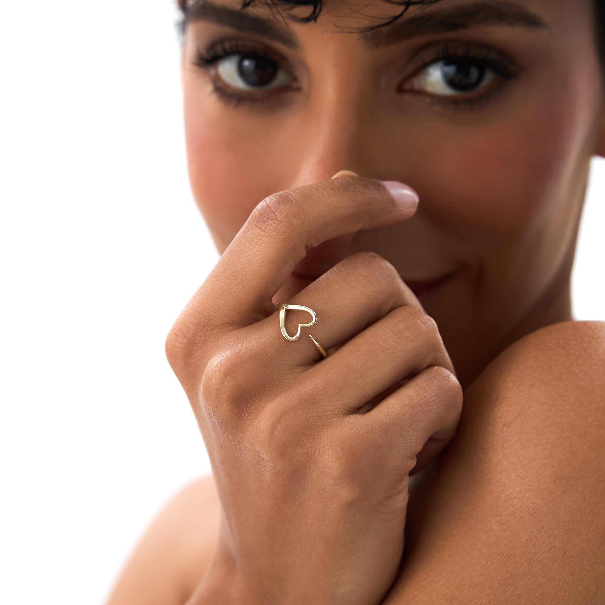 OBFJ0725 - 14k Gold Minimalist Heart Outline Band 5