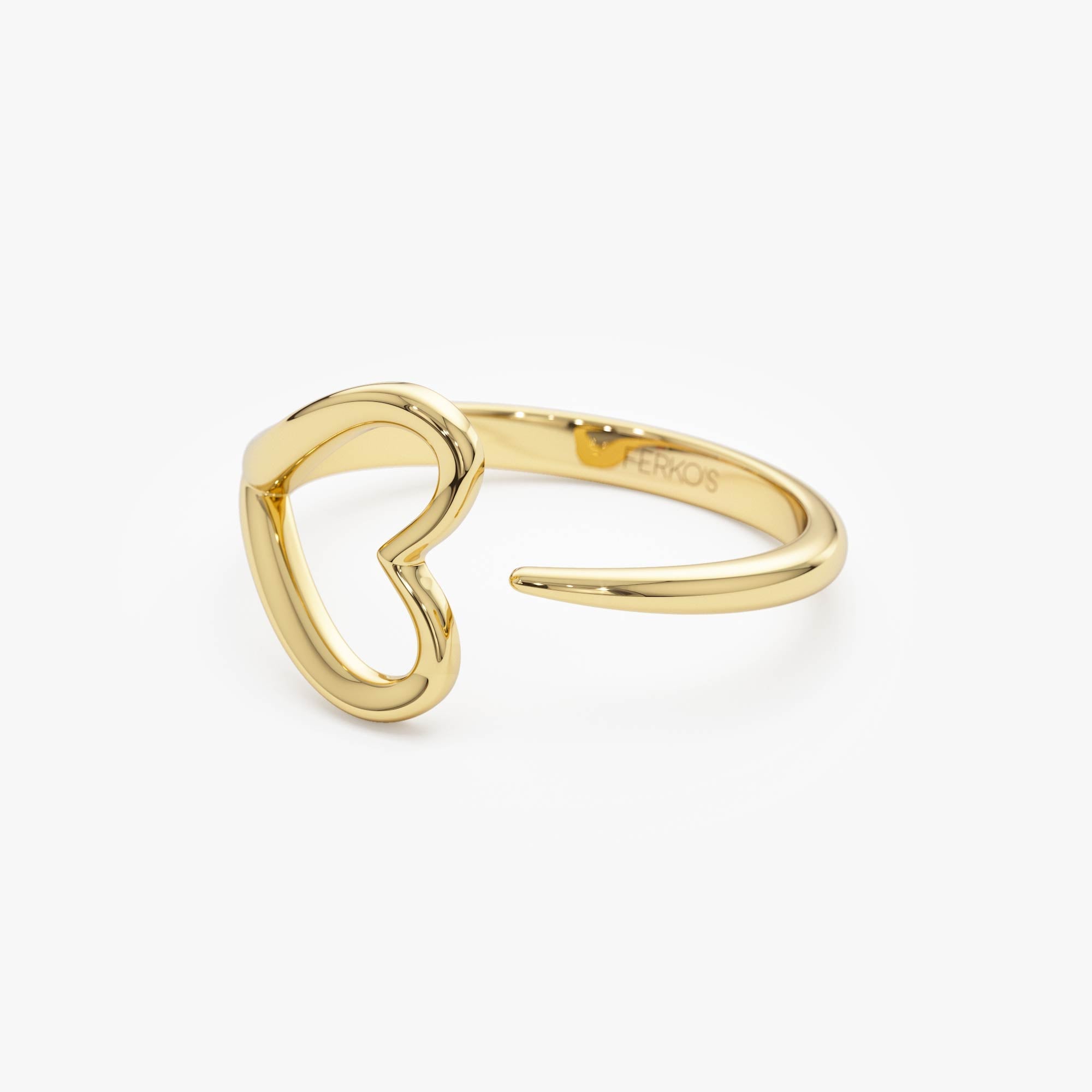 OBFJ0725 - 14k Gold Minimalist Heart Outline Band 8