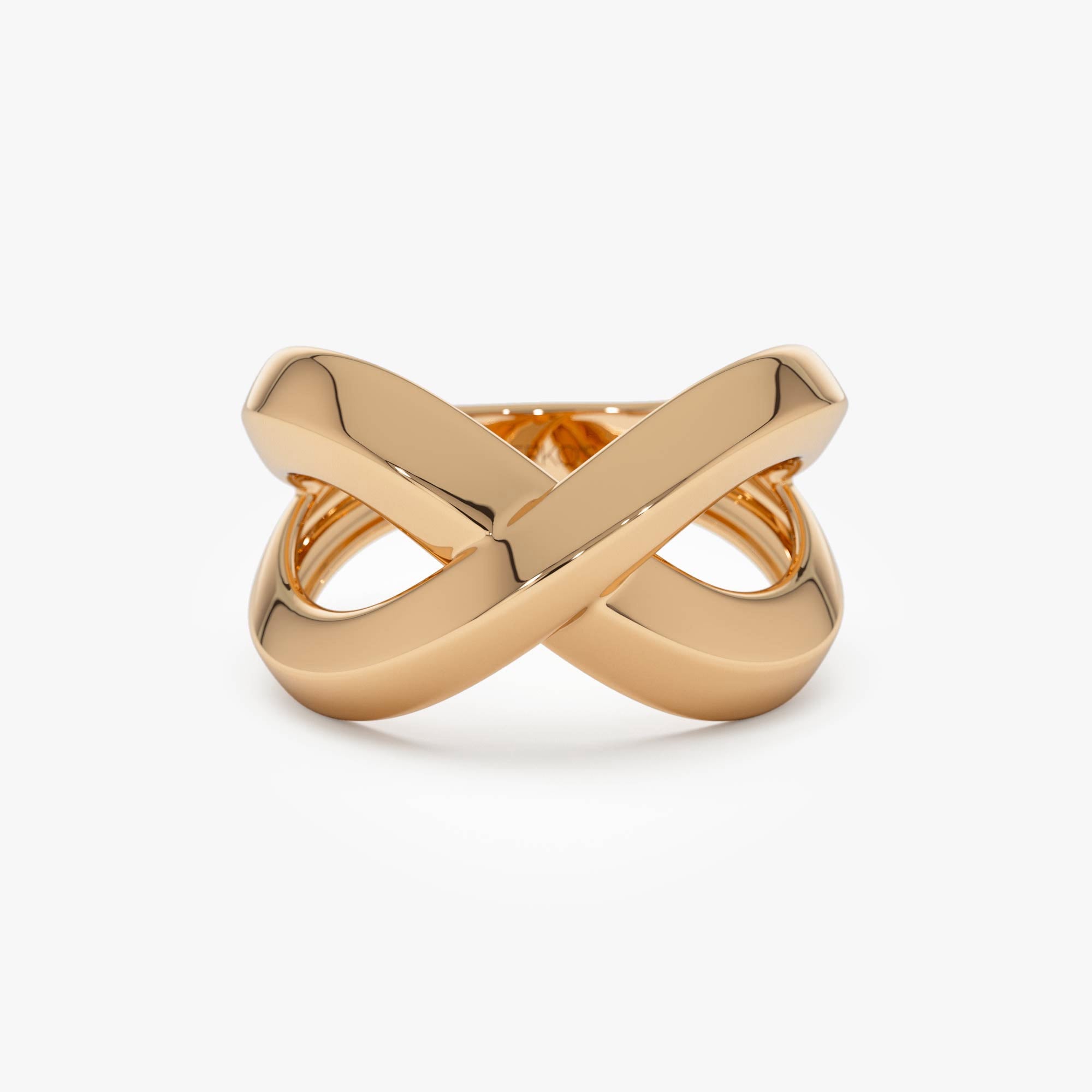 OBFJ0722 - 14K Chunky Gold Criss Cross Statement Ring 5