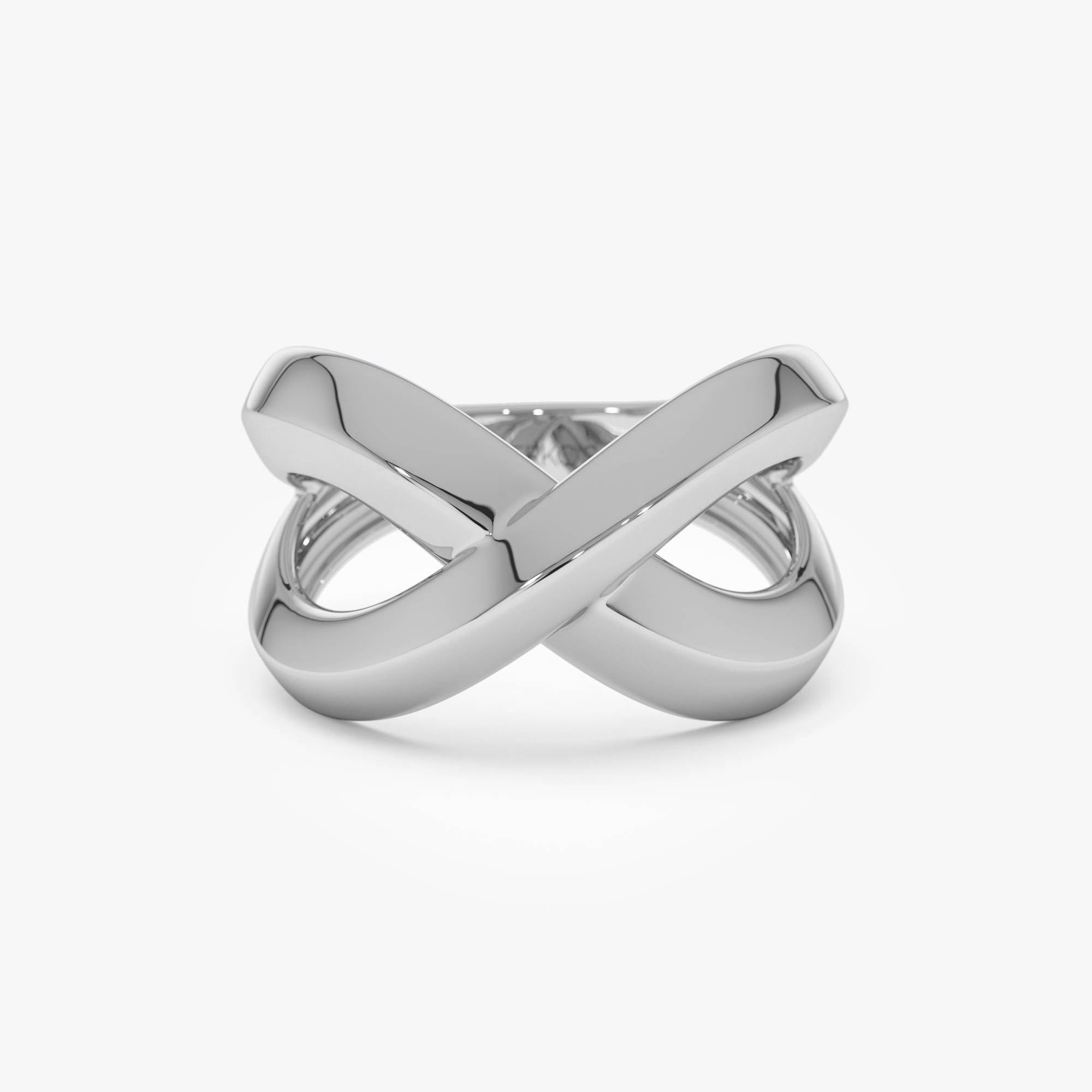 OBFJ0722 - 14K Chunky Gold Criss Cross Statement Ring 6
