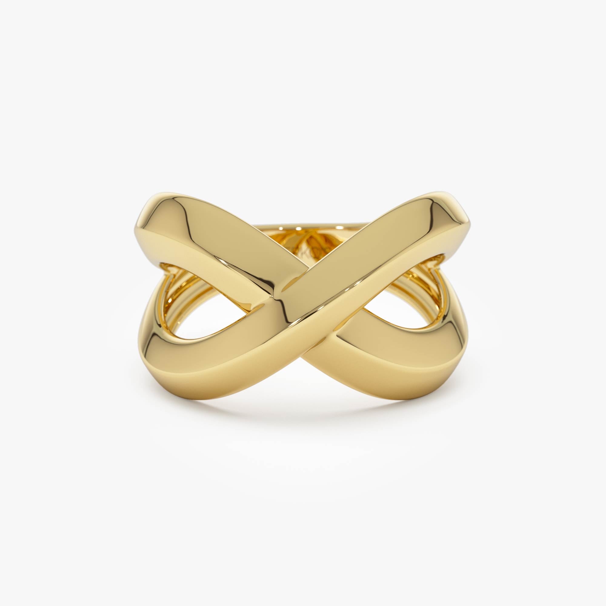 OBFJ0722 - 14K Chunky Gold Criss Cross Statement Ring 1