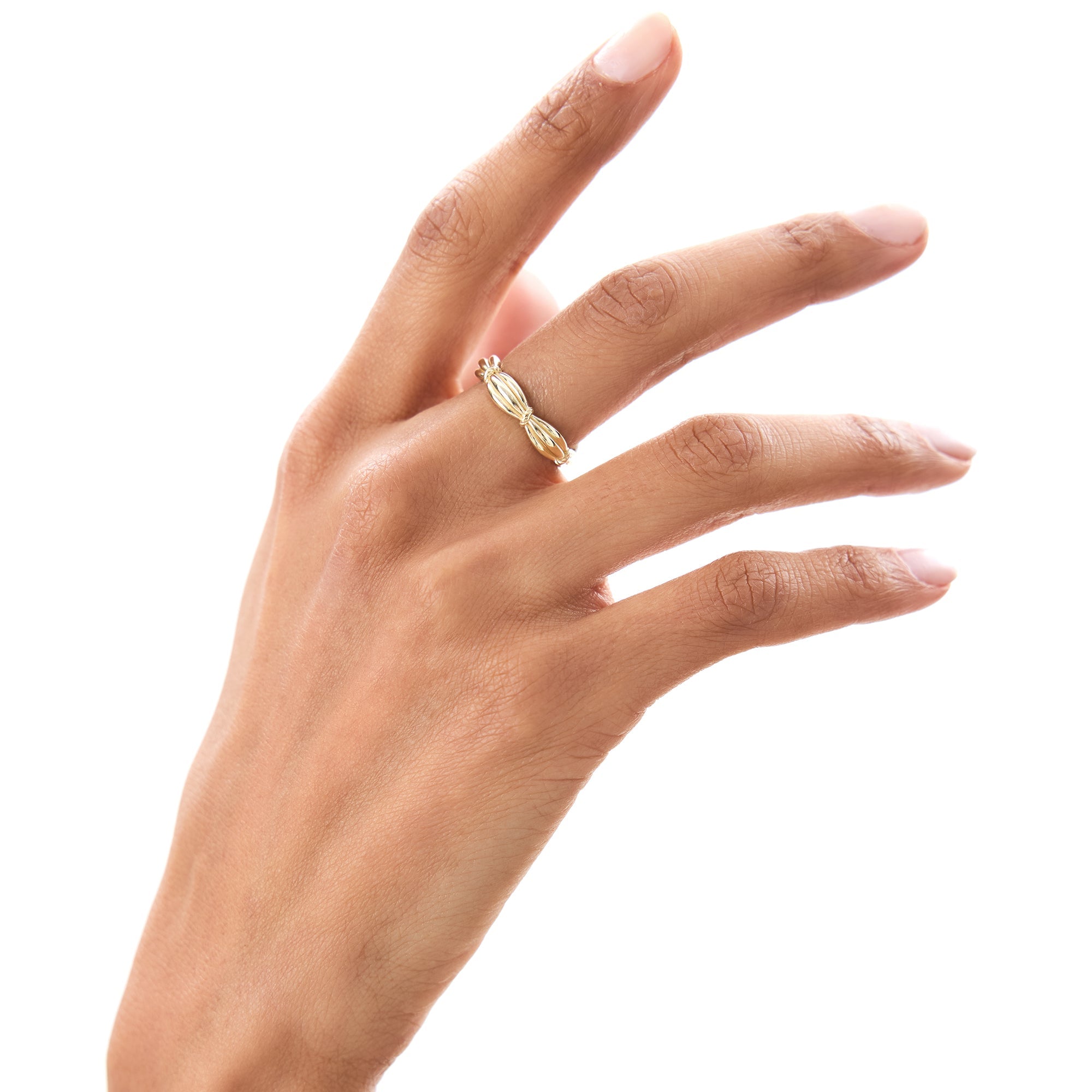 OBFJ0720 - 14k Gold Textured Knot Ring 6