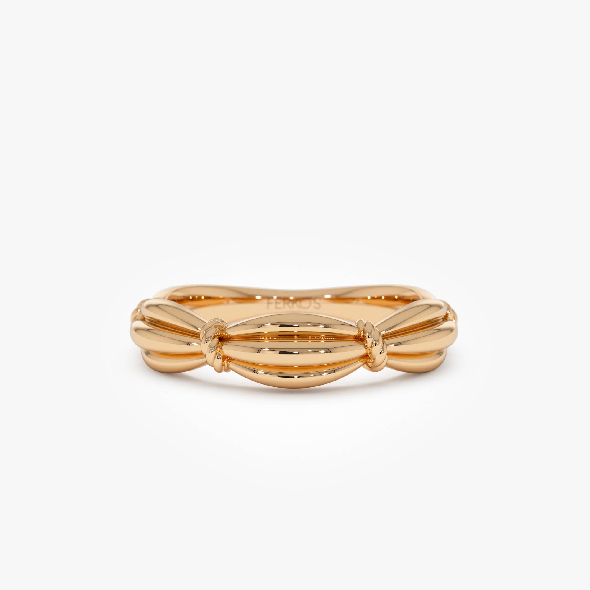 OBFJ0720 - 14k Gold Textured Knot Ring 7