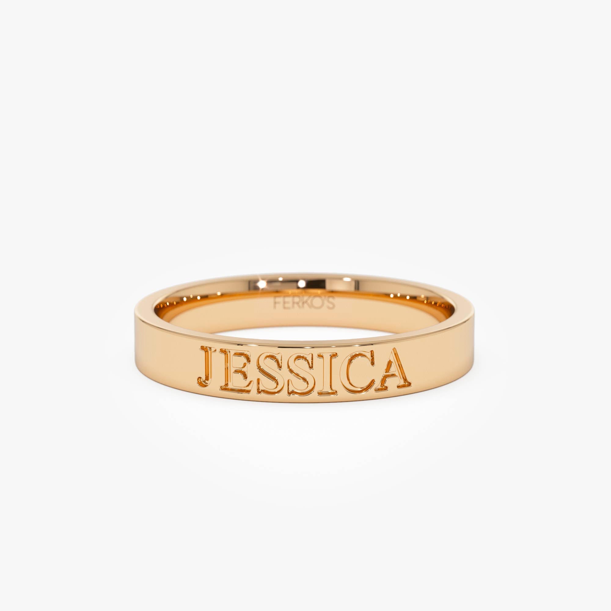OBFJ0435 - 14k Gold Custom Name Engraved Band Ring 5
