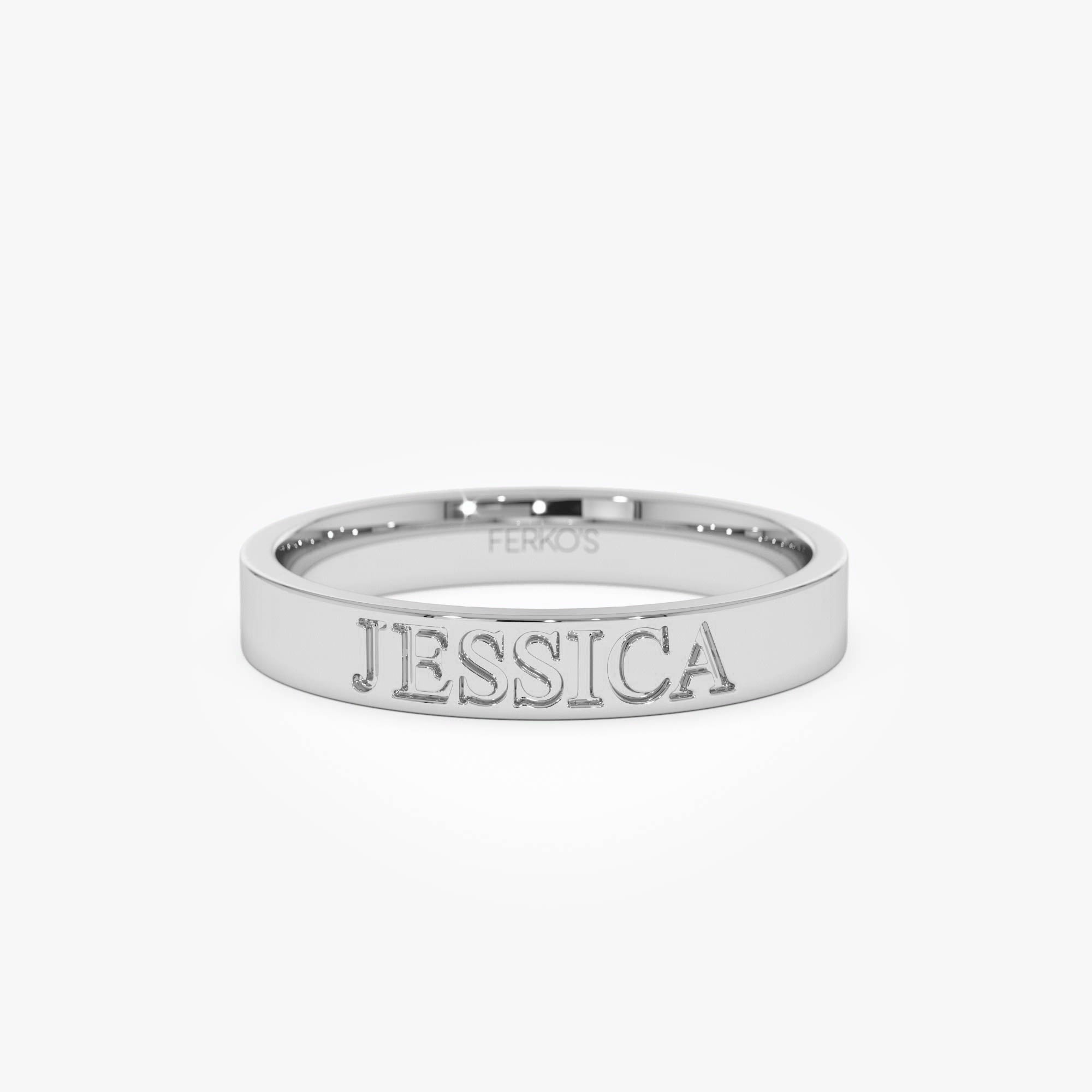 OBFJ0435 - 14k Gold Custom Name Engraved Band Ring 6