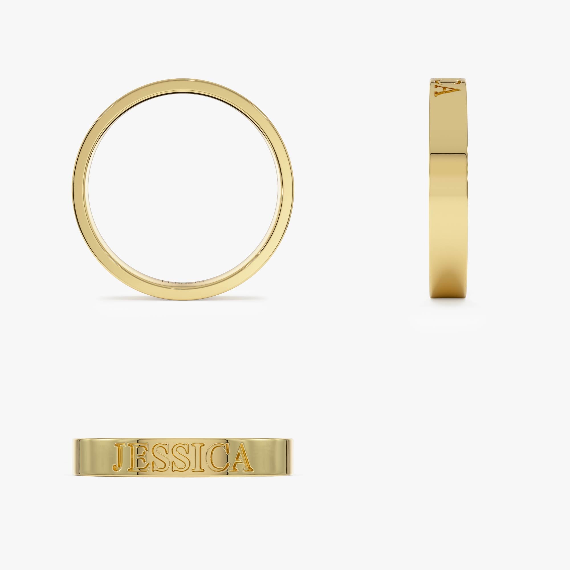 OBFJ0435 - 14k Gold Custom Name Engraved Band Ring 8