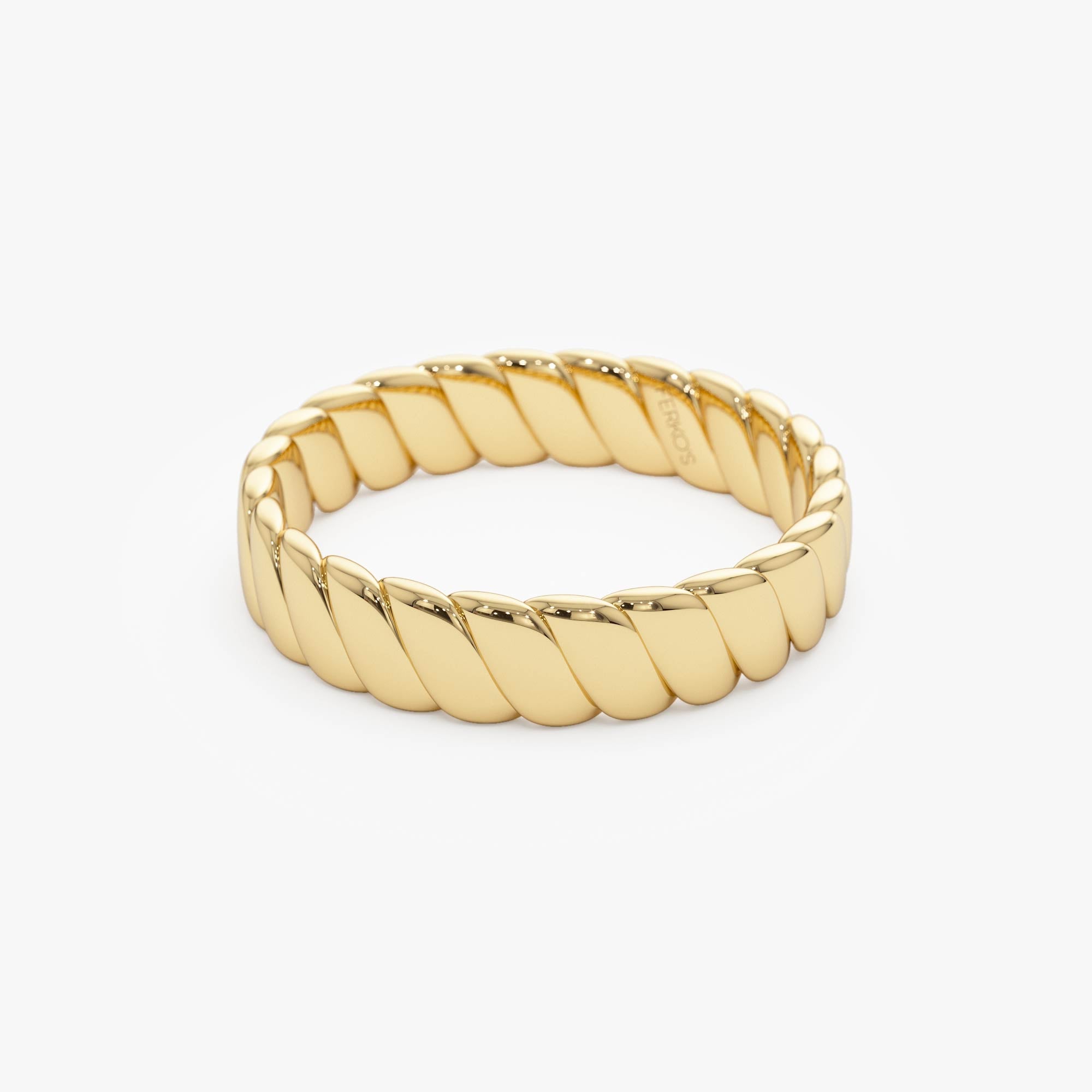 OBFJ0533 - 14K Gold Twisted Bold Band Ring 10