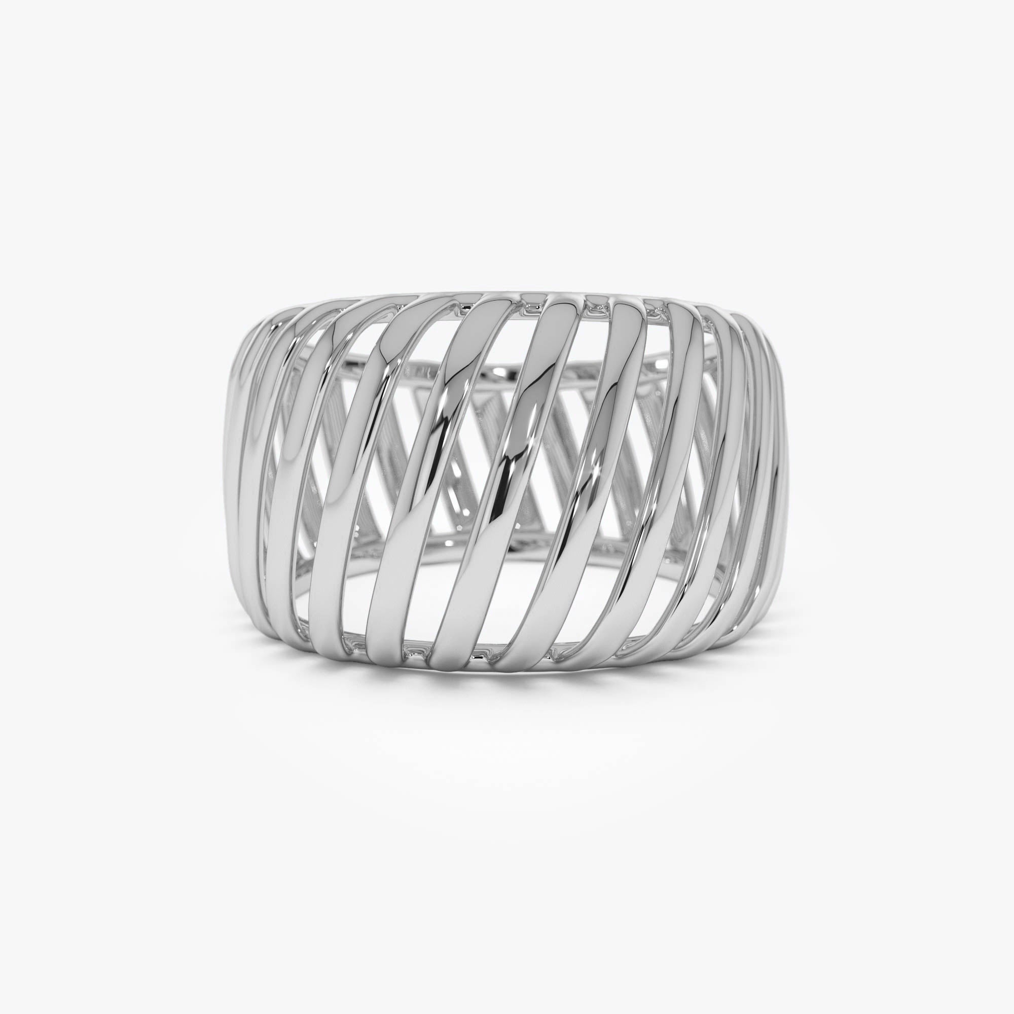 OBFJ0532 - 14k Gold Wide Cage Band Ring 9