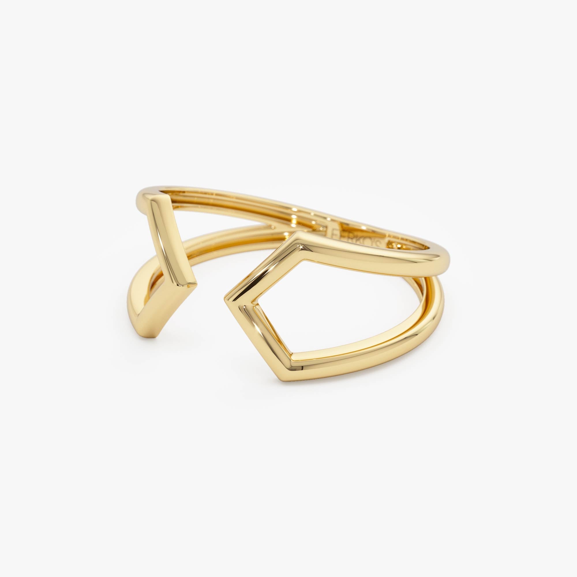 OBFJ0529 - 14k Modern Geometric Open Band Ring 8