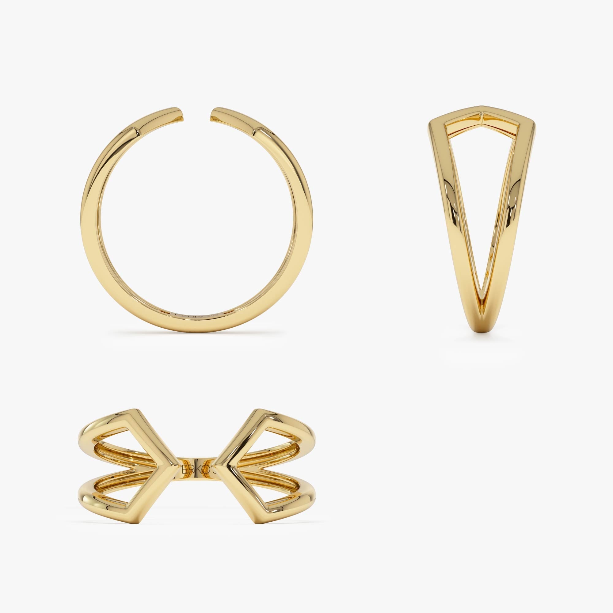 OBFJ0529 - 14k Modern Geometric Open Band Ring 9