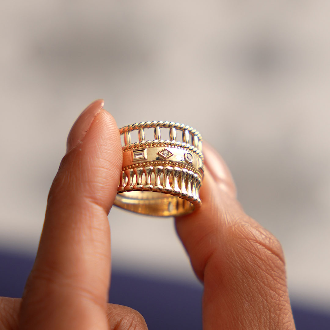 OBFJ0526 - 14k Double Rope Link Band Ring 7