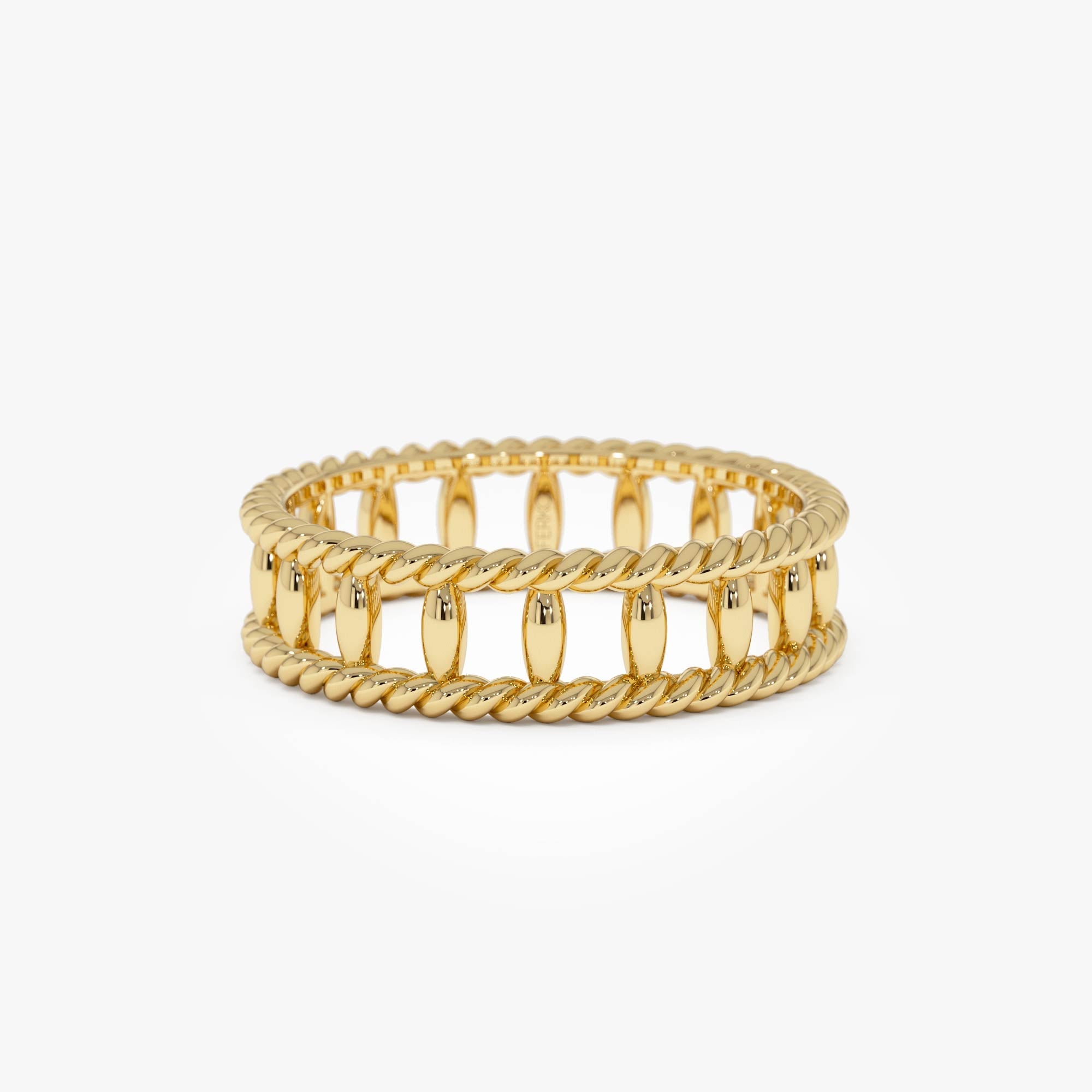 OBFJ0526 - 14k Double Rope Link Band Ring 1