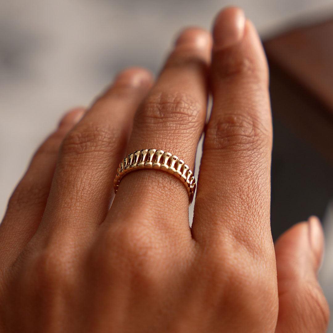 OBFJ0525 - 14K Sculptural Wide Band Ring 5