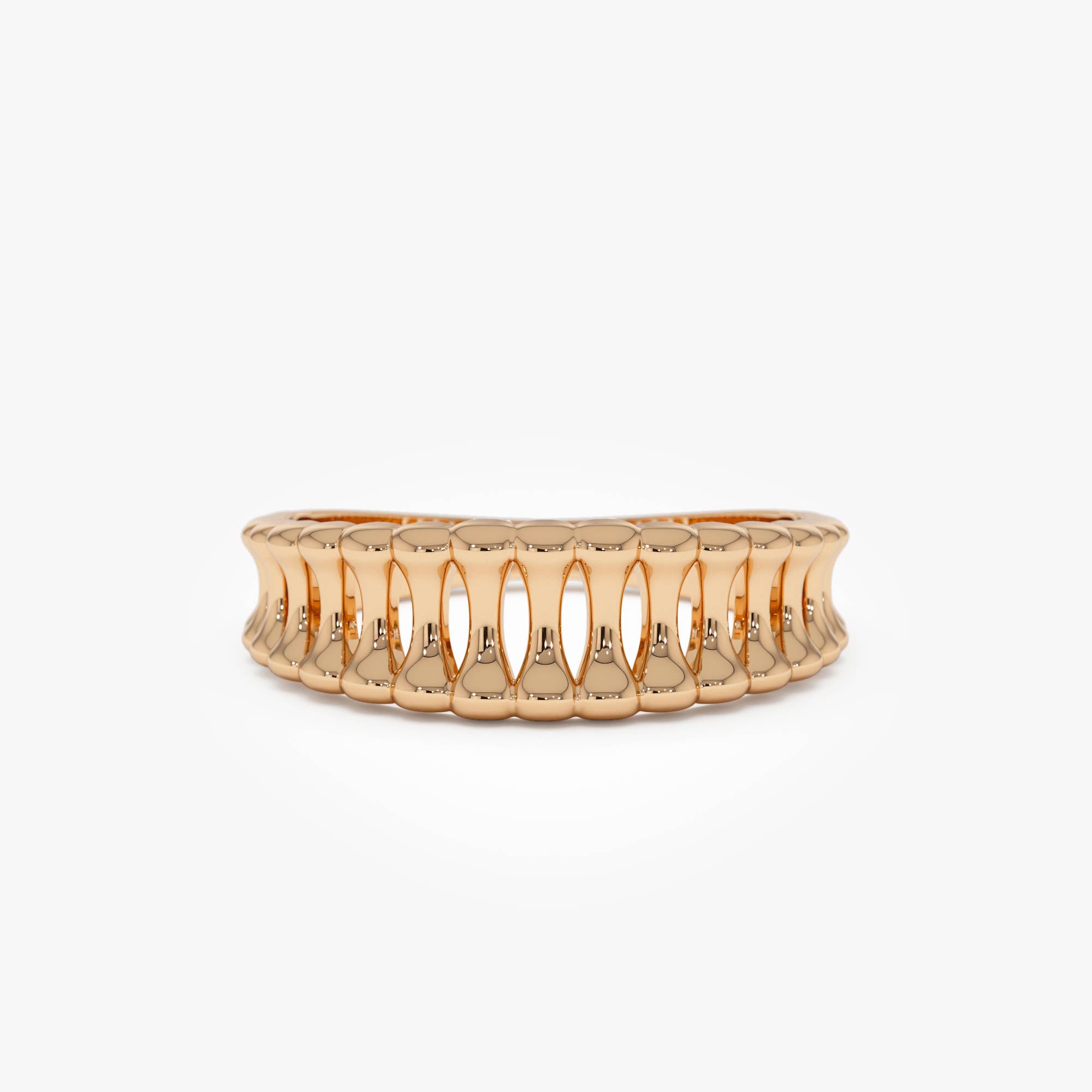 OBFJ0525 - 14K Sculptural Wide Band Ring 7