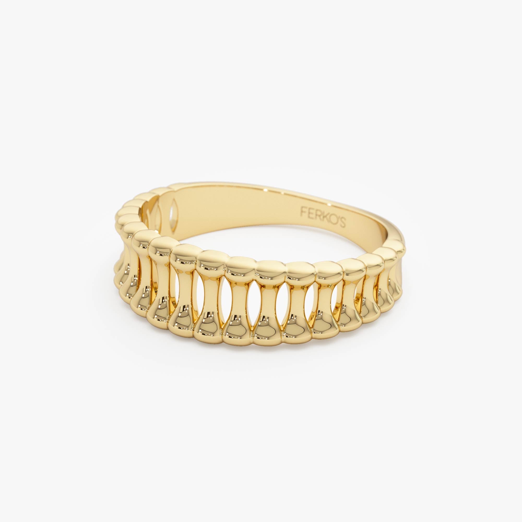 OBFJ0525 - 14K Sculptural Wide Band Ring 9