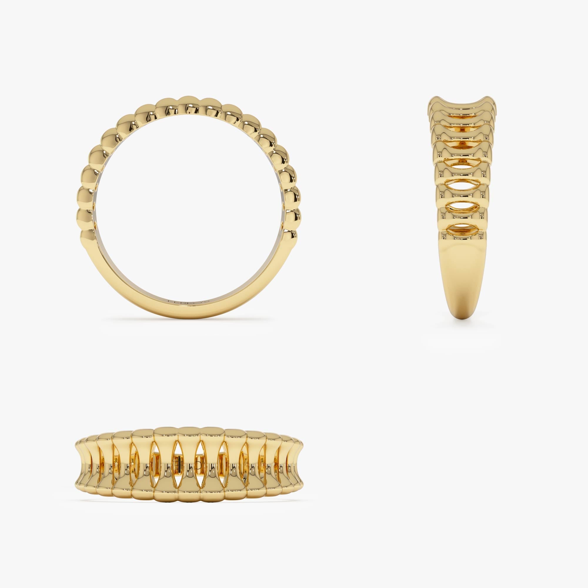 OBFJ0525 - 14K Sculptural Wide Band Ring 10