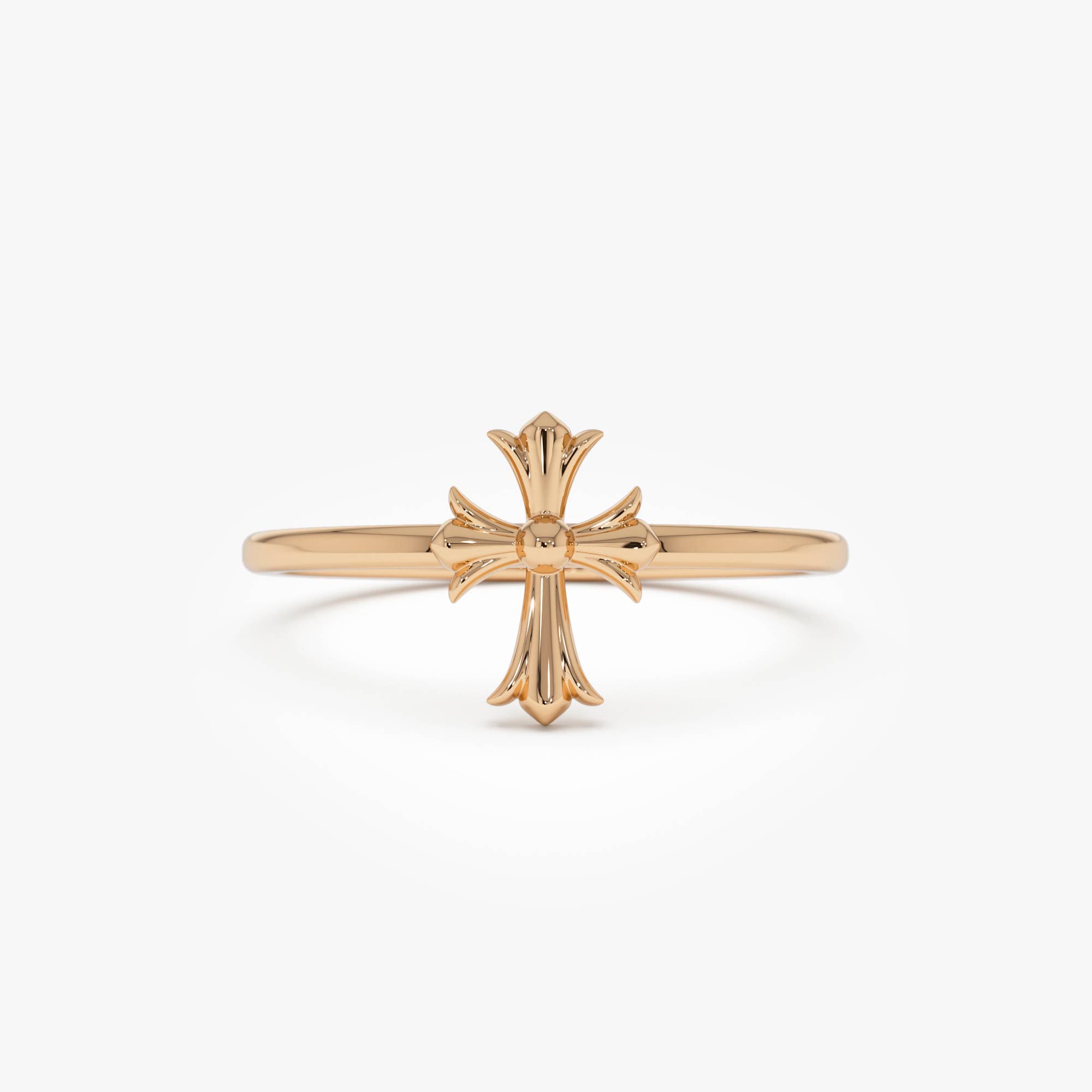 OBFJ0519 - 14K Cathedral Cross Band Ring 7