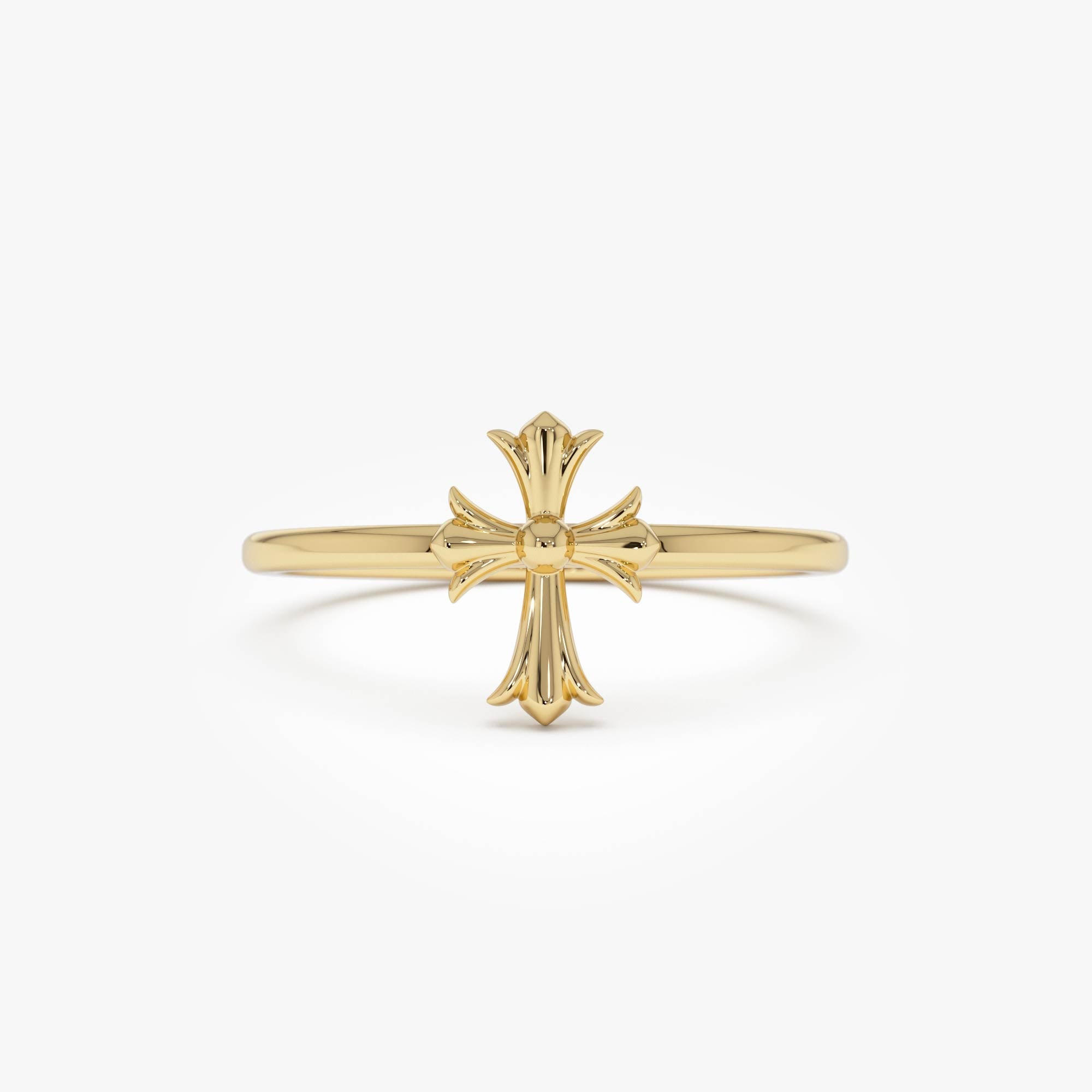 OBFJ0519 - 14K Cathedral Cross Band Ring 1