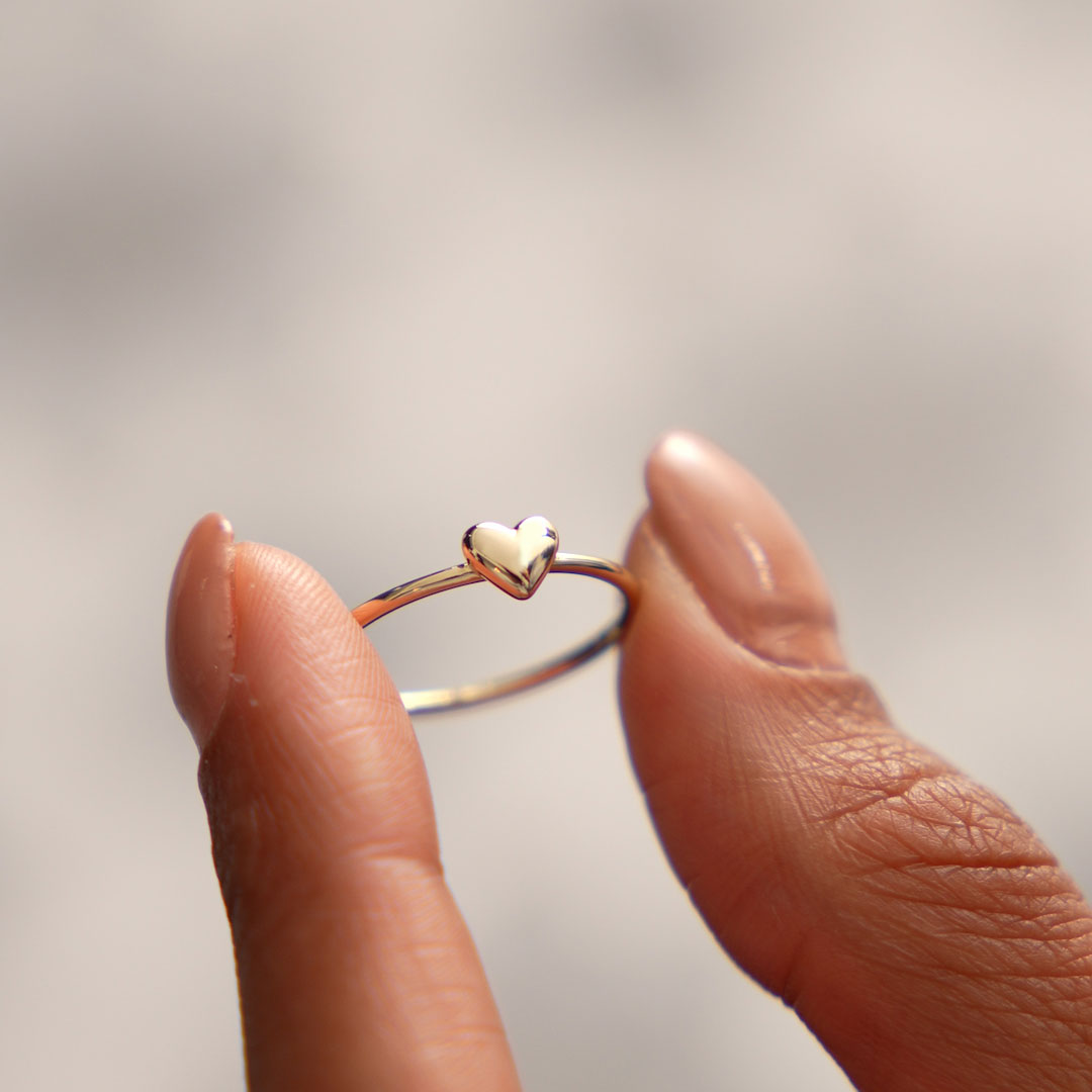 OBFJ0522 - 14k Bubble Heart Ring 5