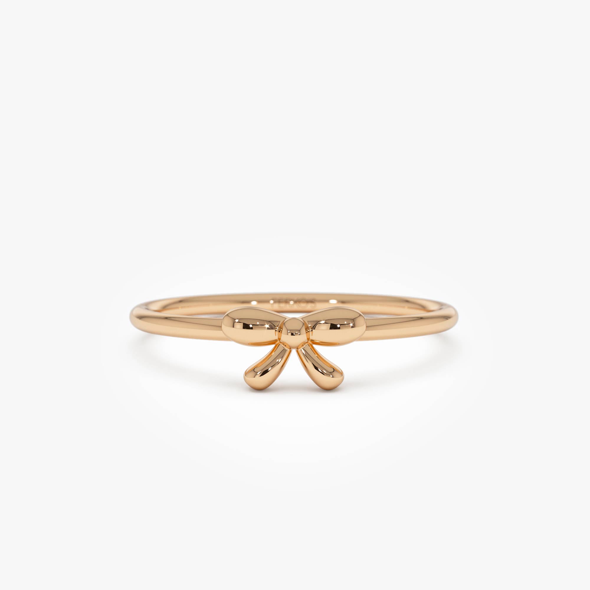 OBFJ0521 - 14k Plain Gold Balloon Bow Ring 8