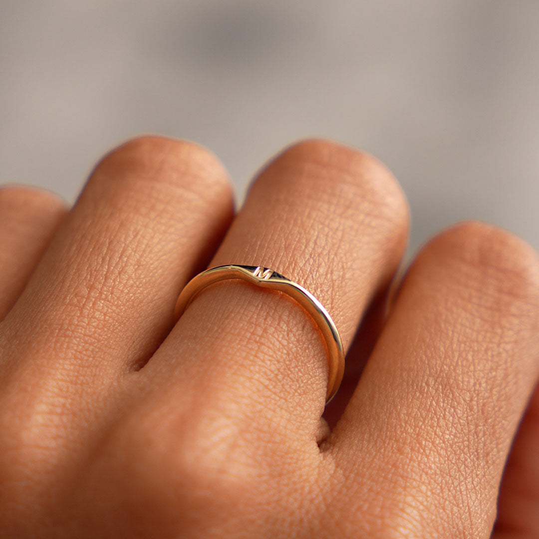 OBFJ0520 - 14K Gold Diamond Shape Initial Ring 6