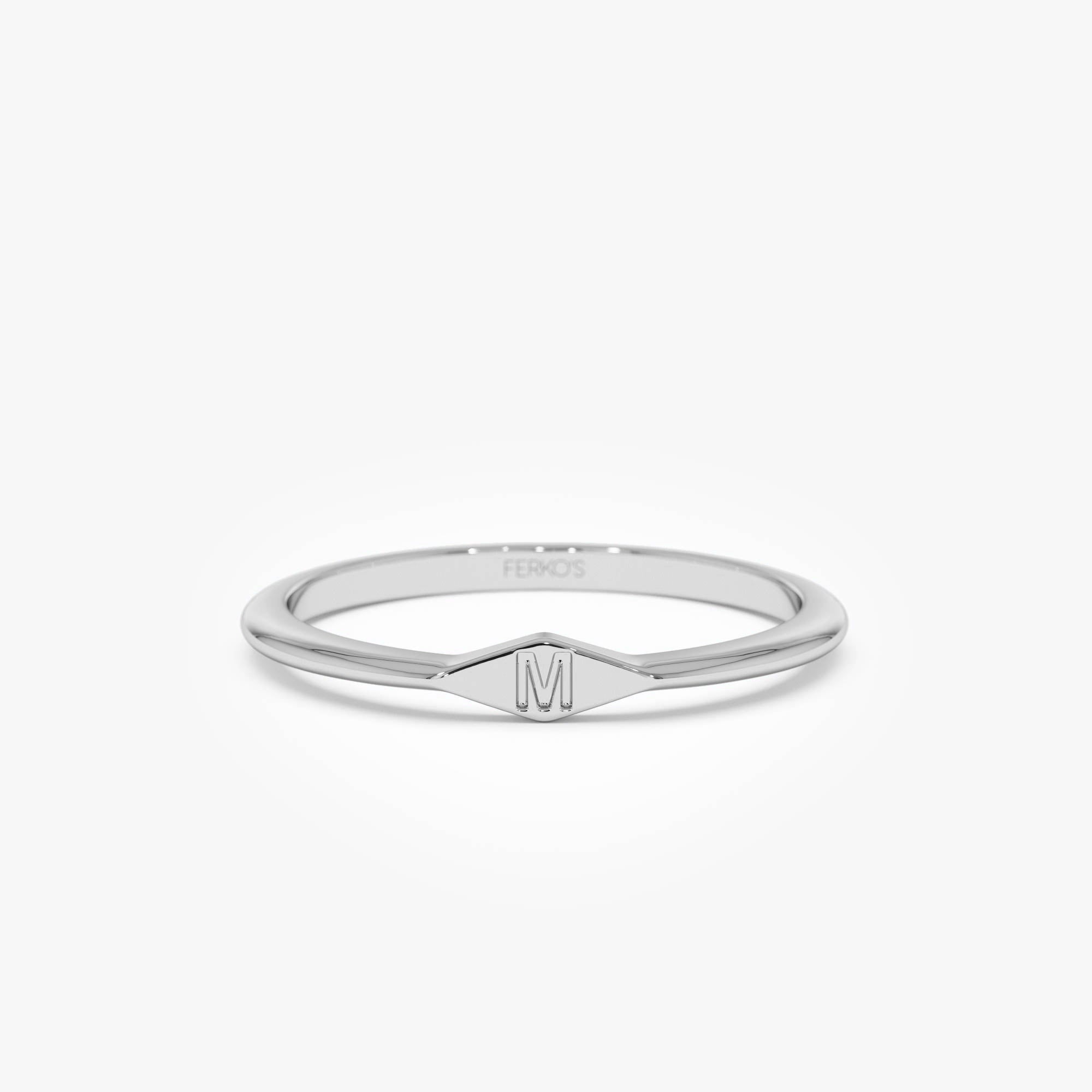 OBFJ0520 - 14K Gold Diamond Shape Initial Ring 10