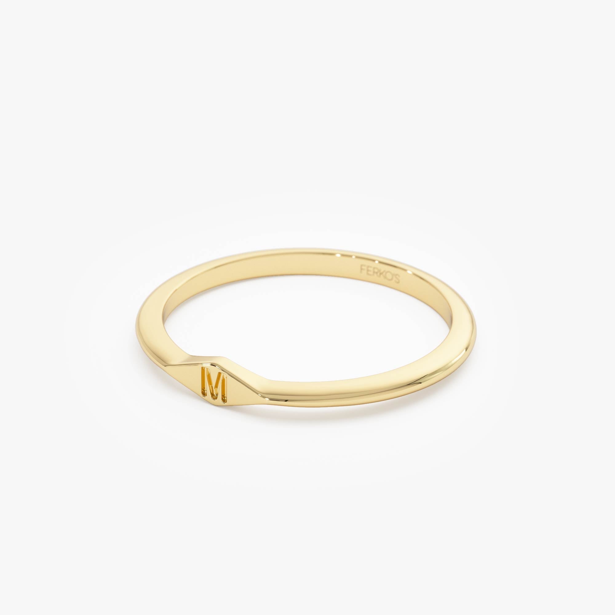 OBFJ0520 - 14K Gold Diamond Shape Initial Ring 11