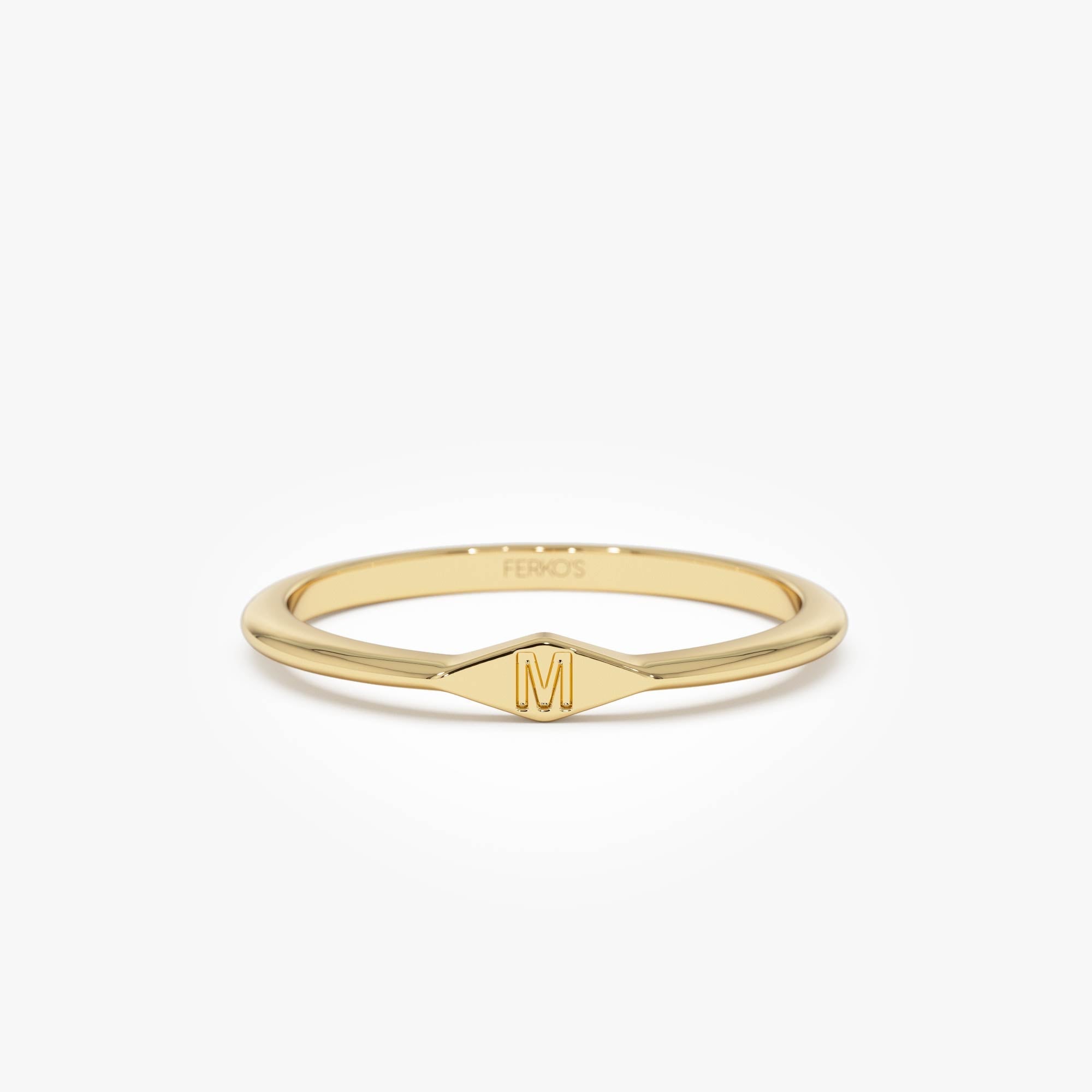 OBFJ0520 - 14K Gold Diamond Shape Initial Ring 1