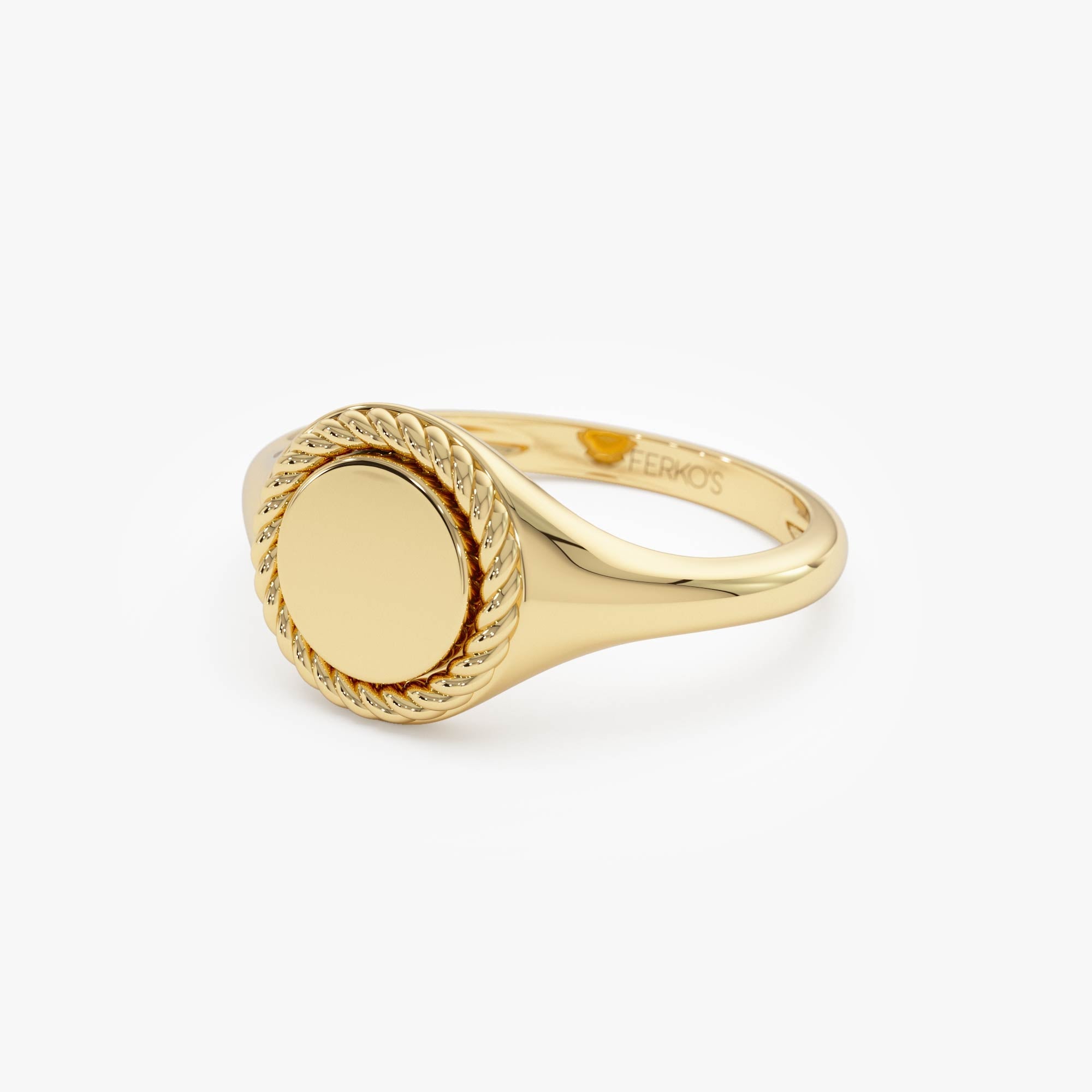 OBFJ0516 - 14K Rope Border Oval Signet Ring 9