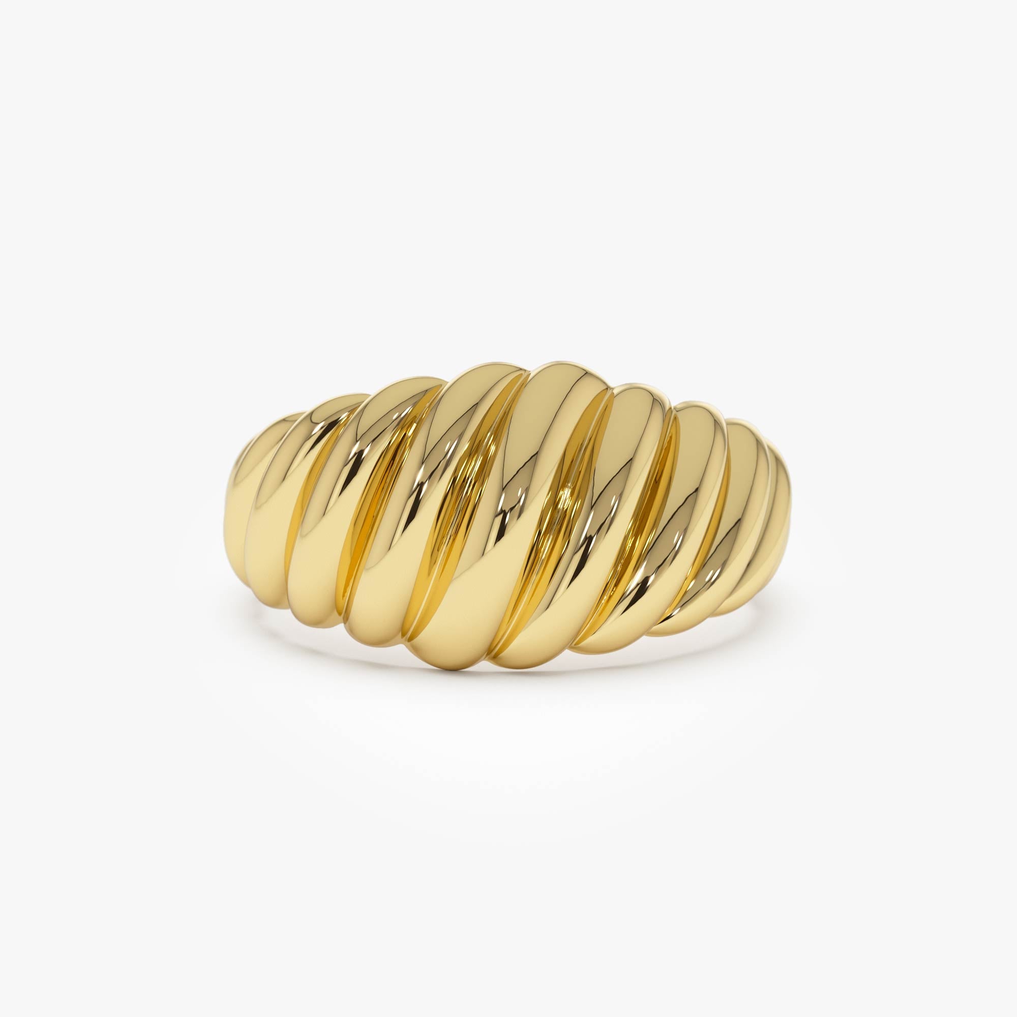 OBFJ0424 - 14k Gold Swirl Dome Bold Statement Ring 1