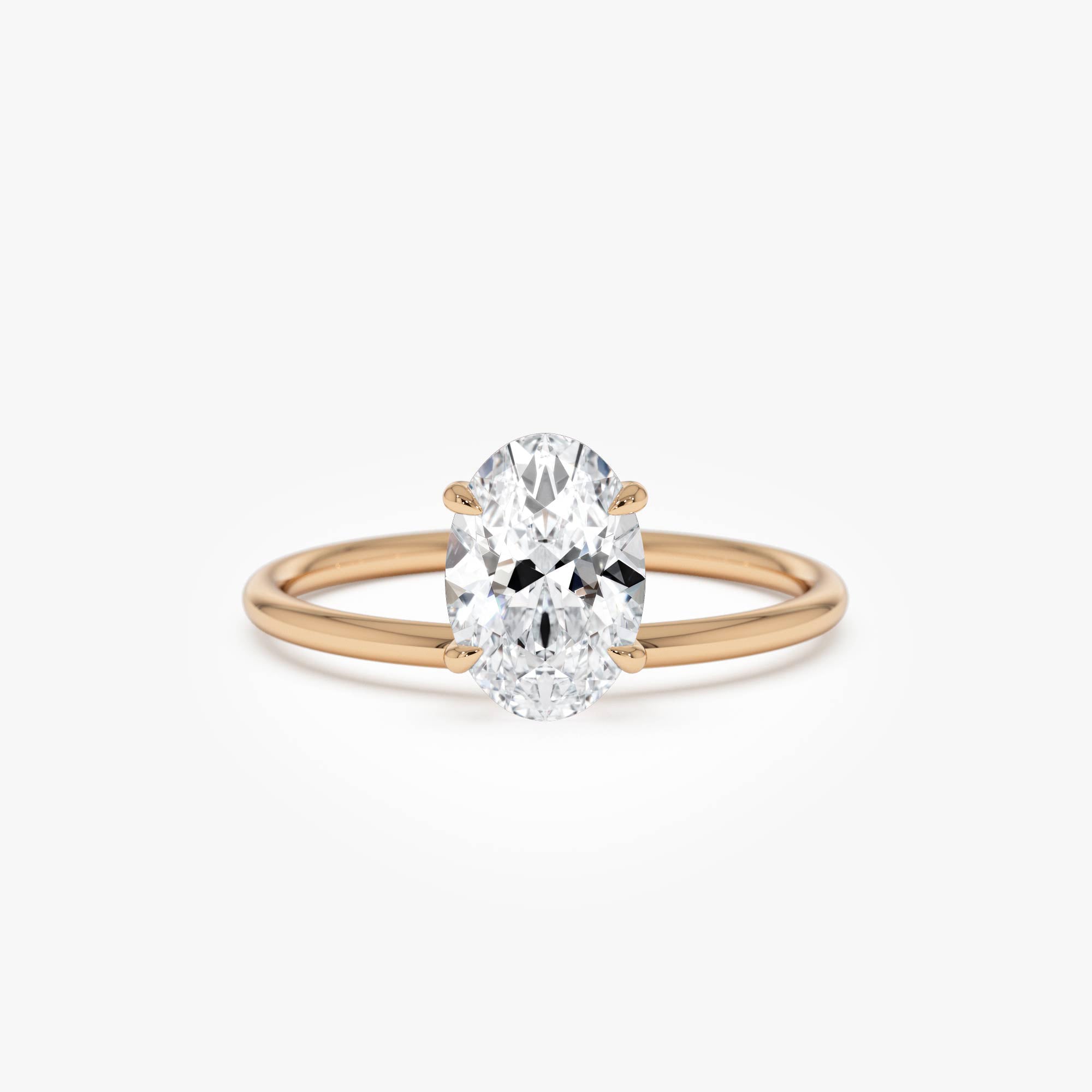 OBFJ0613 - 1.00 Ctw 14k Oval Shaped Lab Grown Diamond Elevated Basket Solitaire Ring – Irena 6