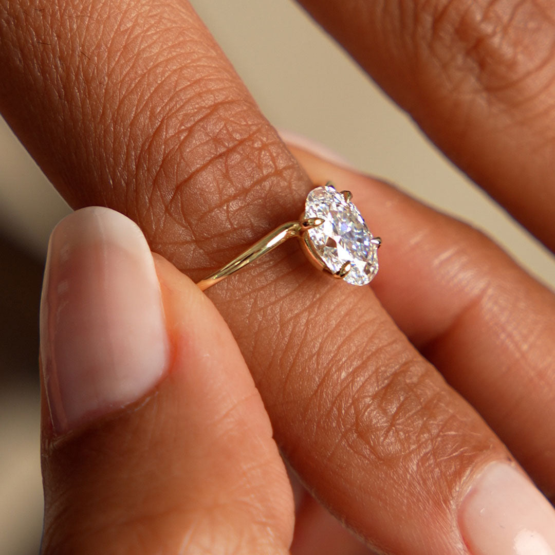 OBFJ0613 - 1.00 Ctw 14k Oval Shaped Lab Grown Diamond Elevated Basket Solitaire Ring – Irena 4