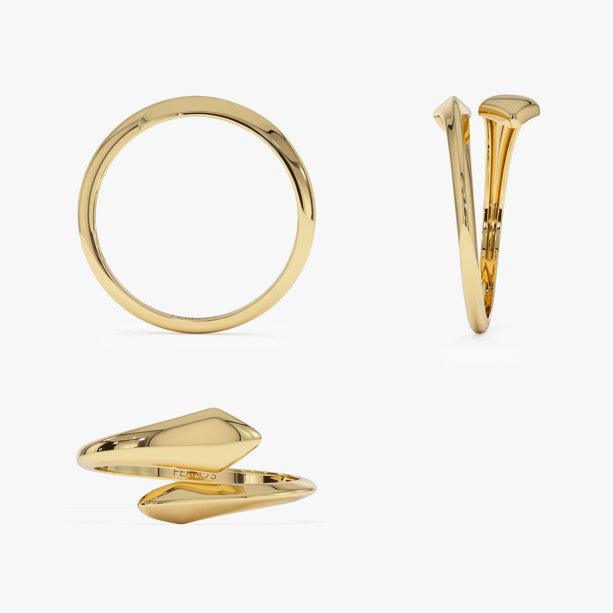 OBFJ0515 - 14K Gold Tapered  Bypass Ring 8